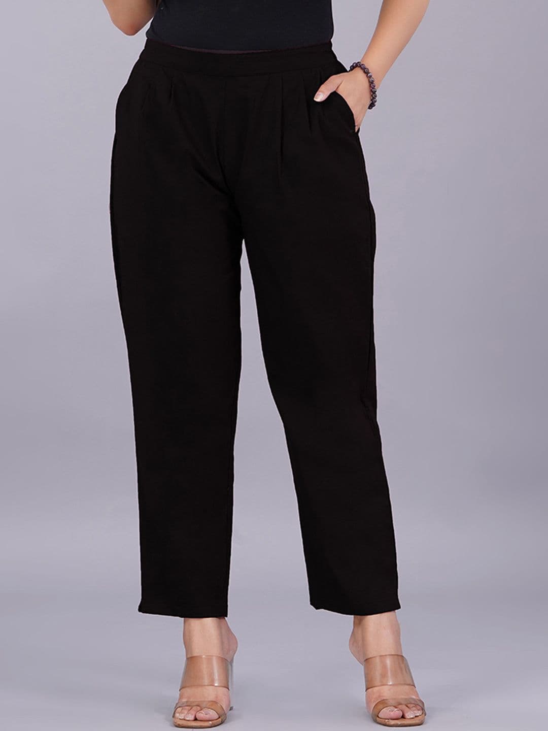 VENITYWAVE Women Regular Fit Mid-Rise Relaxed Trousers - view 1