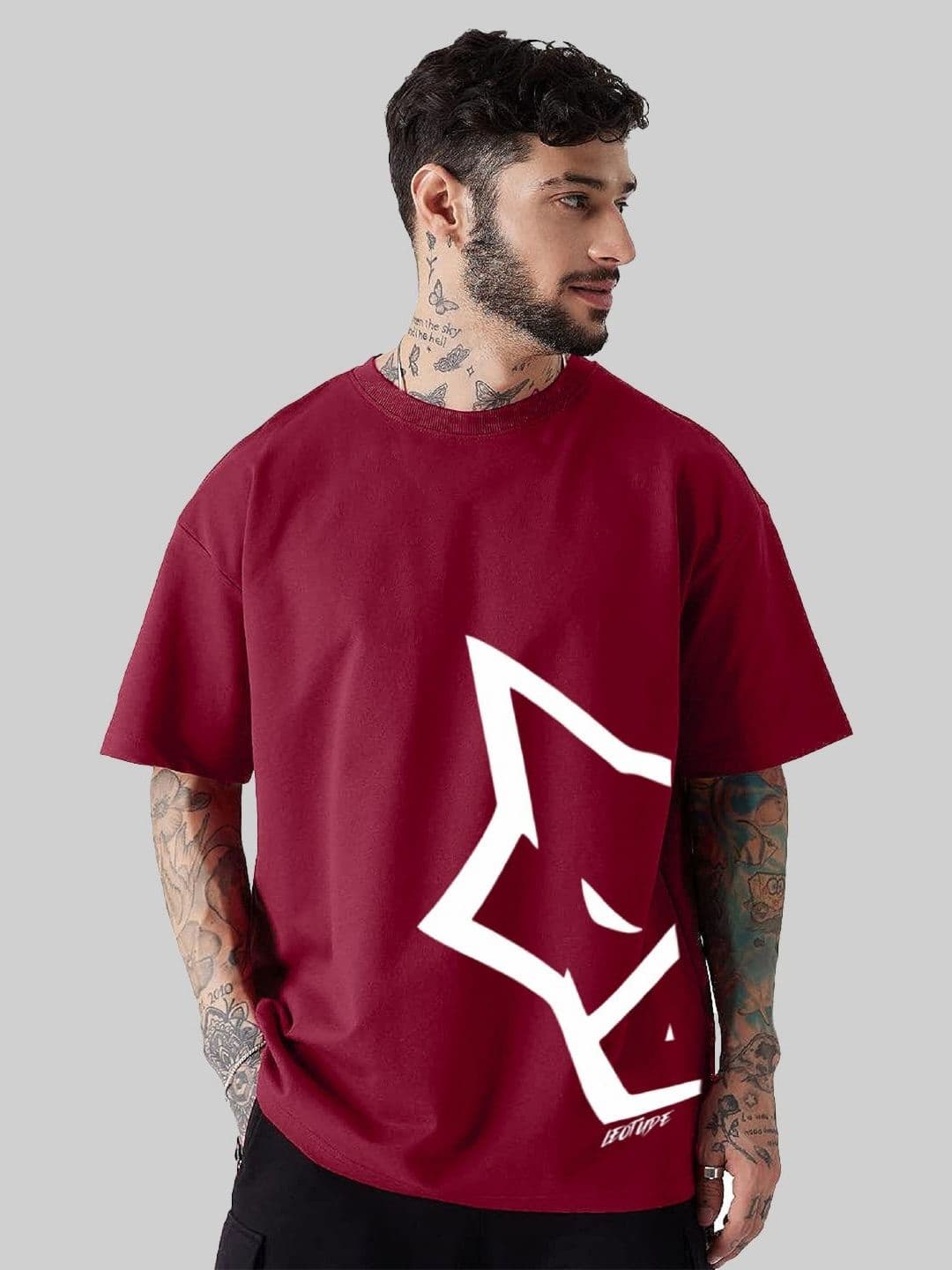 Leotude Men Graphic Printed Round Neck Cotton Oversized T-shirt - view 1