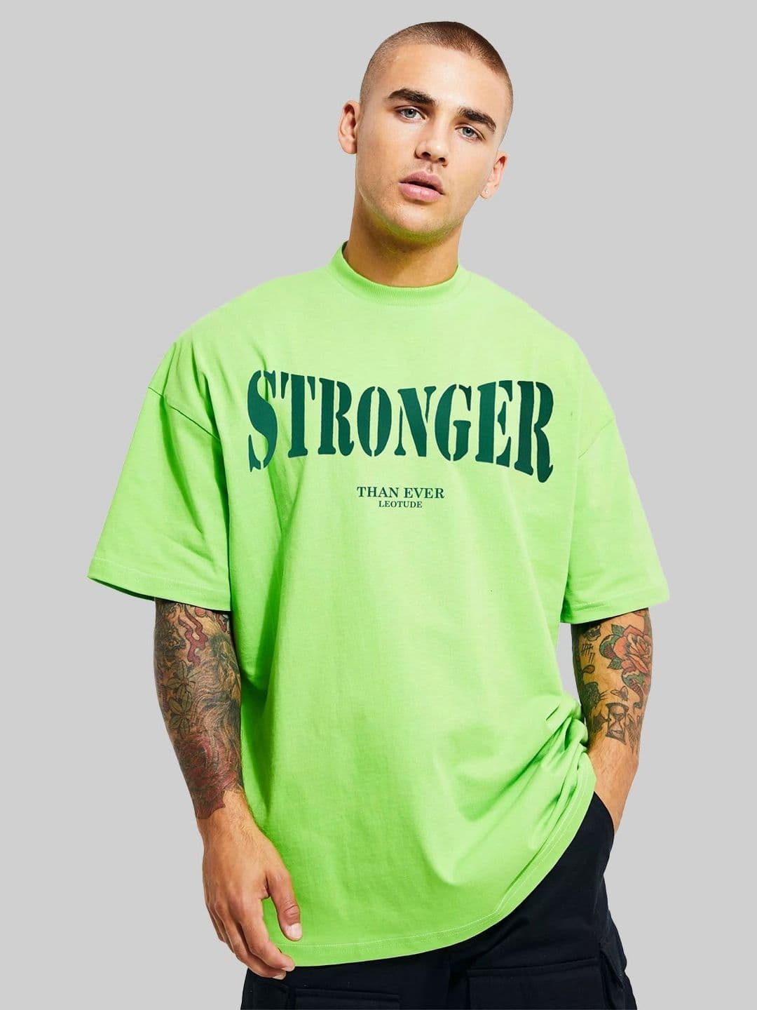 Leotude Men Typography Printed Round Neck Cotton Relaxed Fit T-shirt - view 1