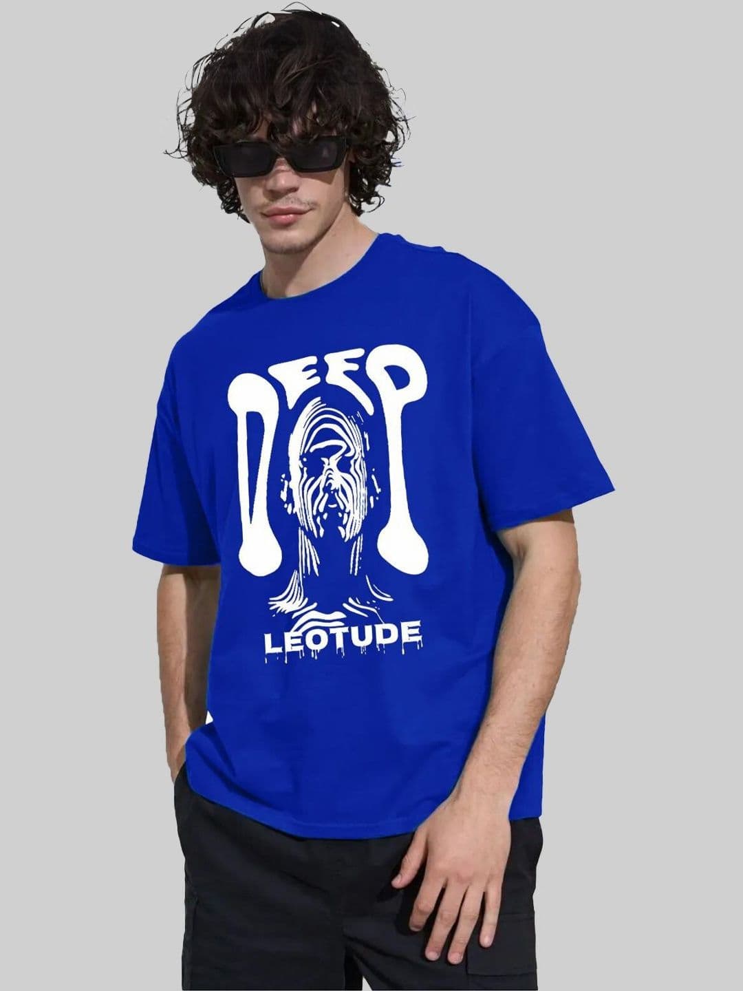 Leotude Men Graphic Printed Round Neck Cotton Relaxed Fit T-shirt - view 1