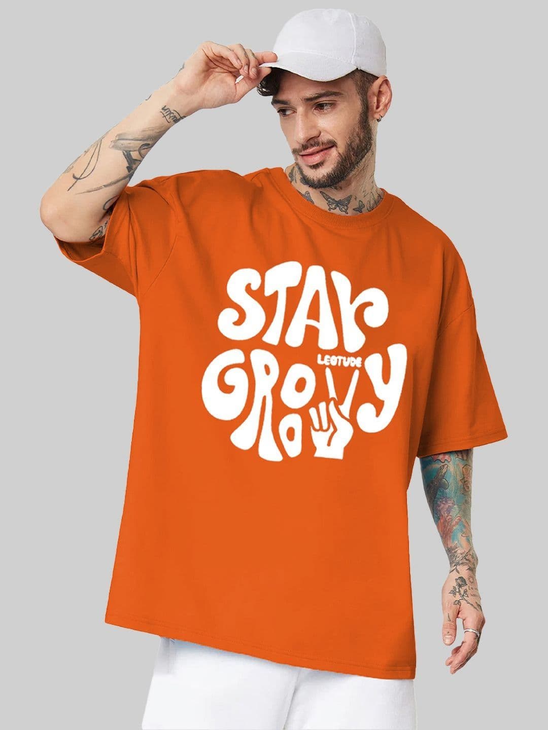 Leotude Men Typography Printed Round Neck Cotton Relaxed Fit T-shirt - view 1