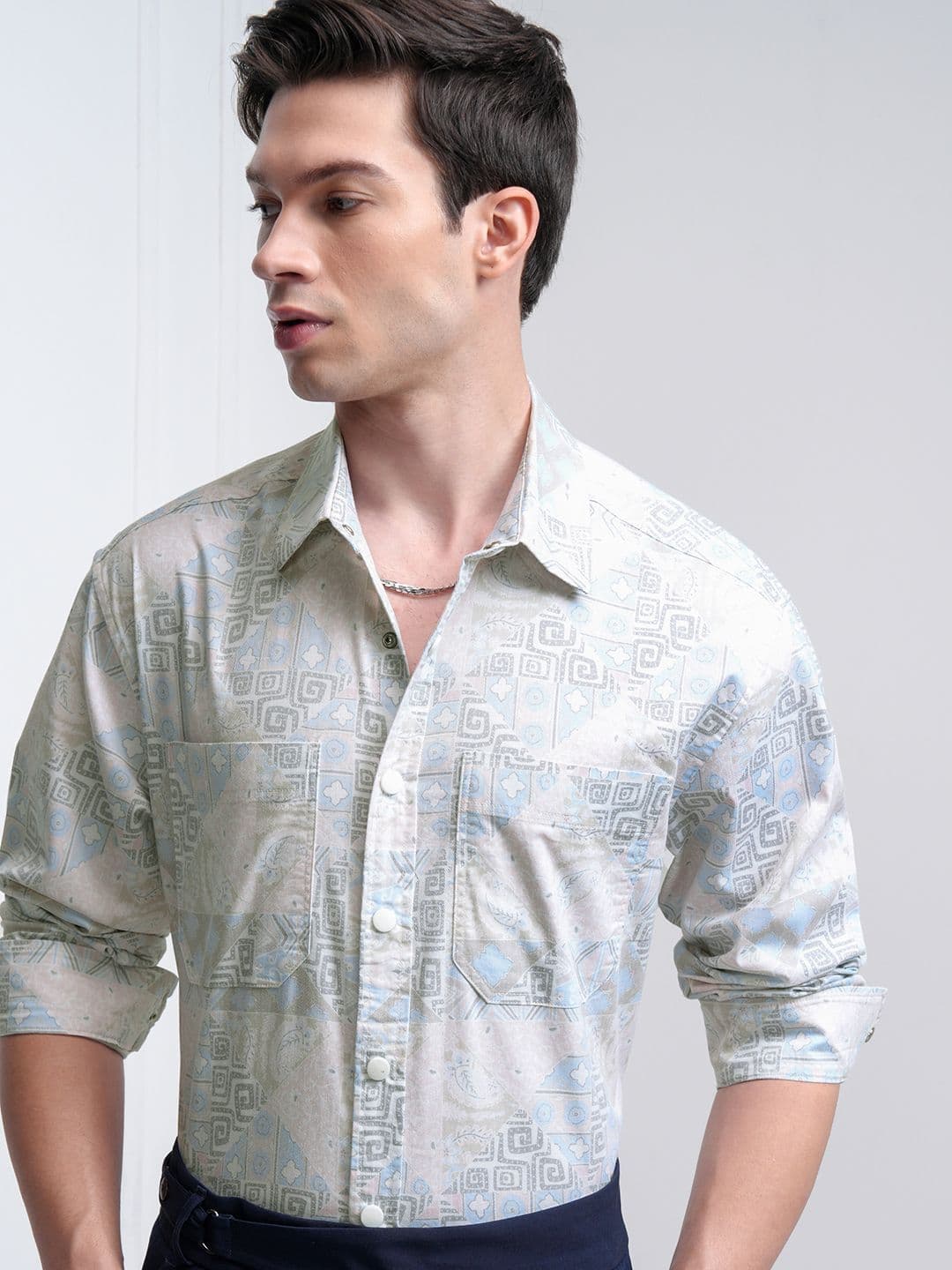HIGHLANDER Men Printed Utility Pocket Oversized Overshirt - view 1