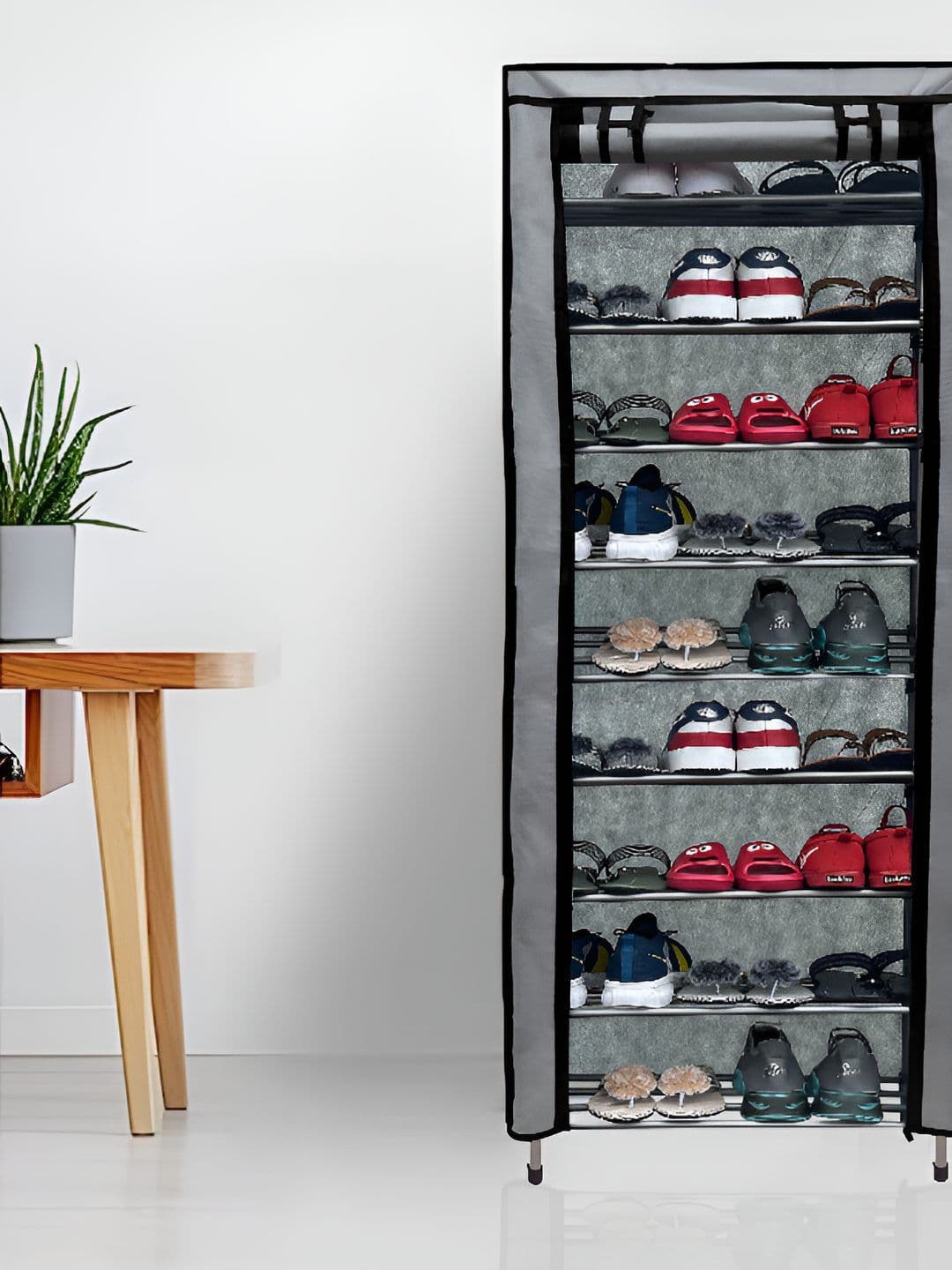 Urban Choice Grey and Black Textured 9-Tier Shoe Racks - view 1