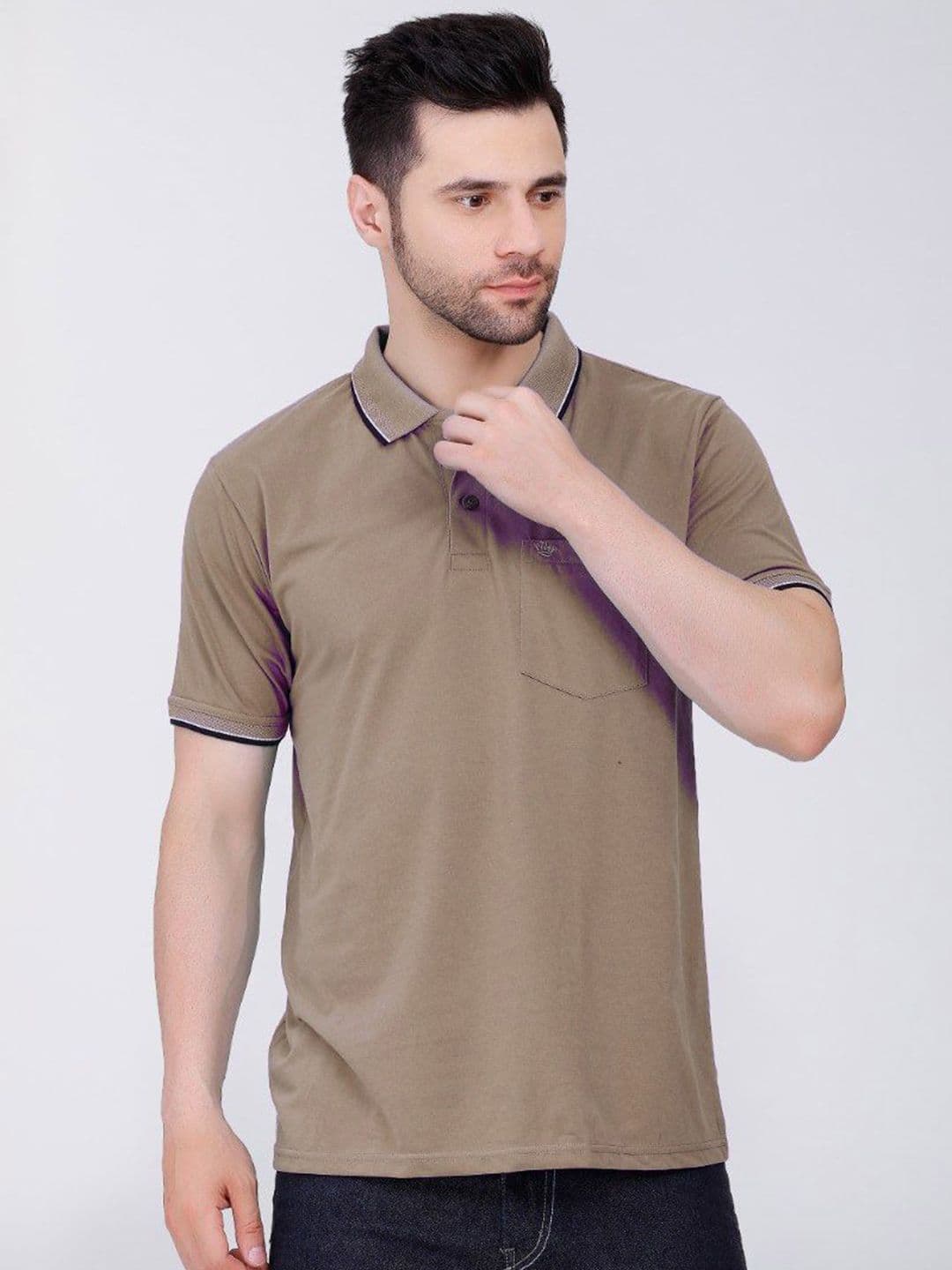 ARRAY Polo Collar Cotton T-shirt with Pocket - view 1