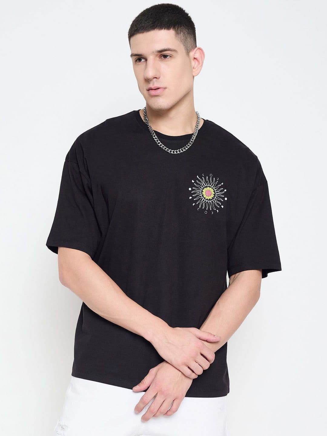 Mast & Harbour Men Graphic Printed Round Neck Cotton Relaxed Fit T-shirt - view 1