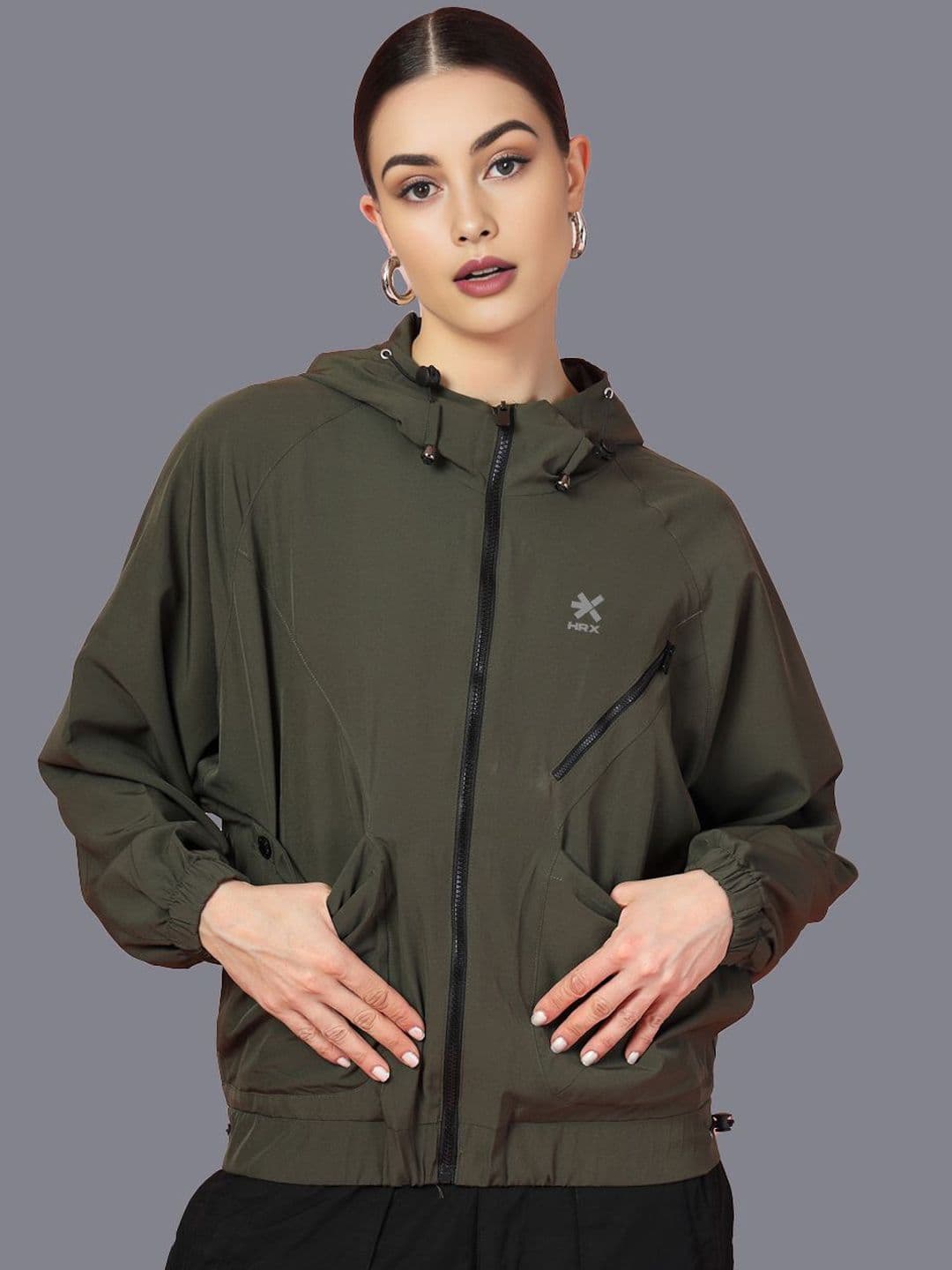 HRX by Hrithik Roshan Women Hooded Solid Casual Tailored Windcheater Jacket - view 1
