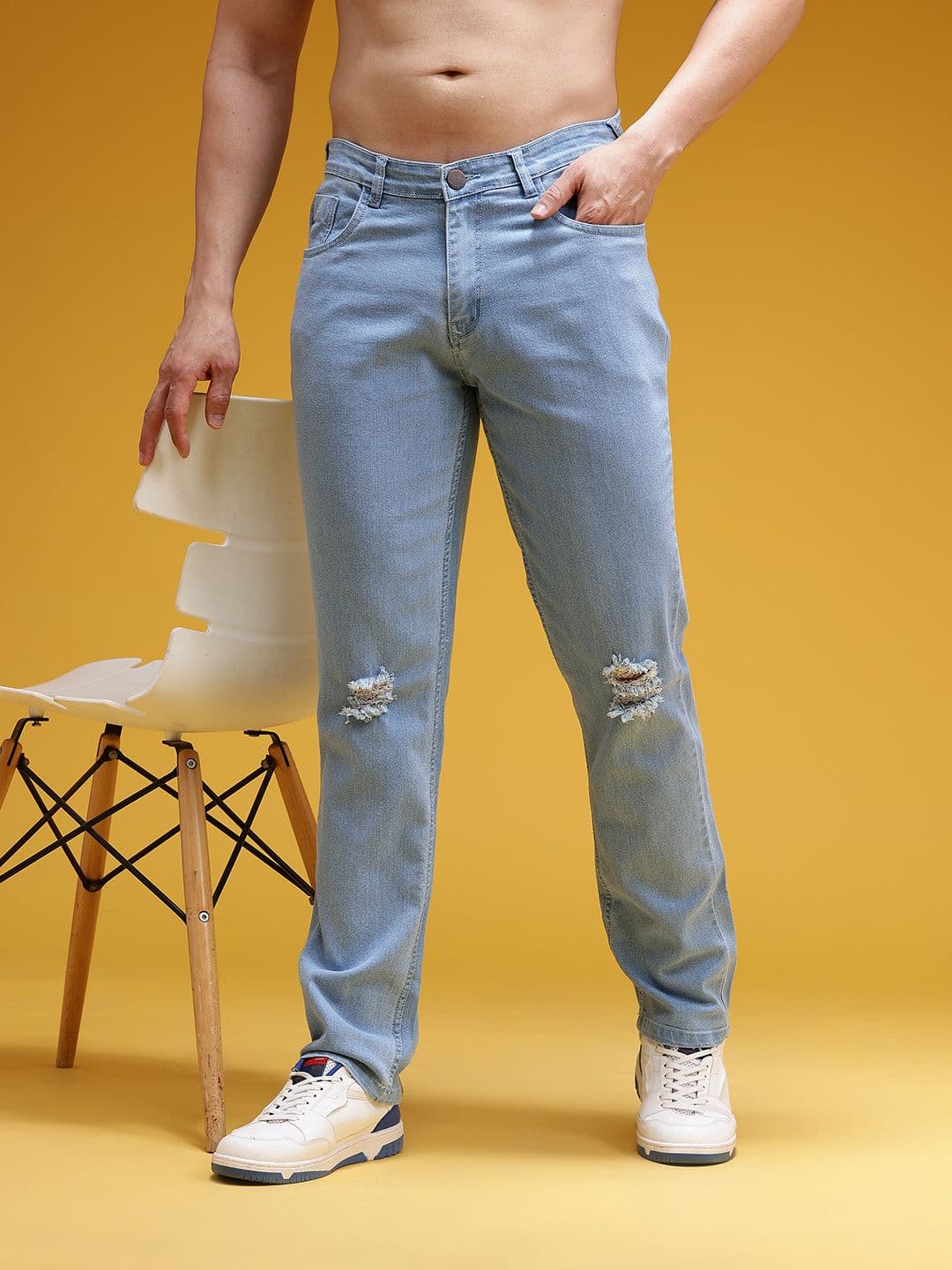 HERE&NOW Men Slim Fit Mid-Rise Ripped Stretchable Jeans - view 1