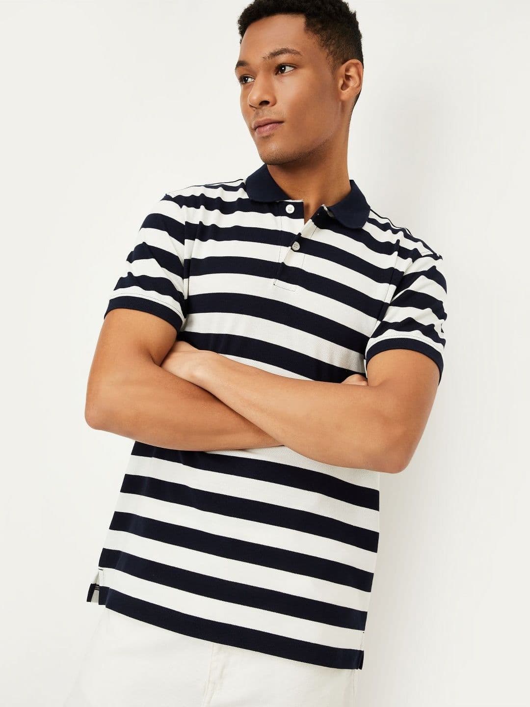 max Men Striped Polo Collar Cotton T-shirt - view 1