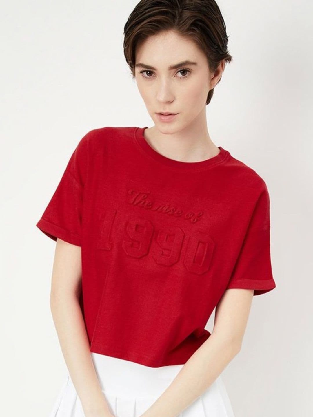 max Women Typography Printed Round Neck Cotton T-shirt - view 1