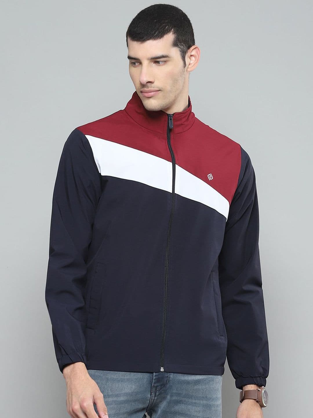 Cloak & Decker Men Mock Collar Colourblocked Casual Bomber Lightweight Jacket - view 1