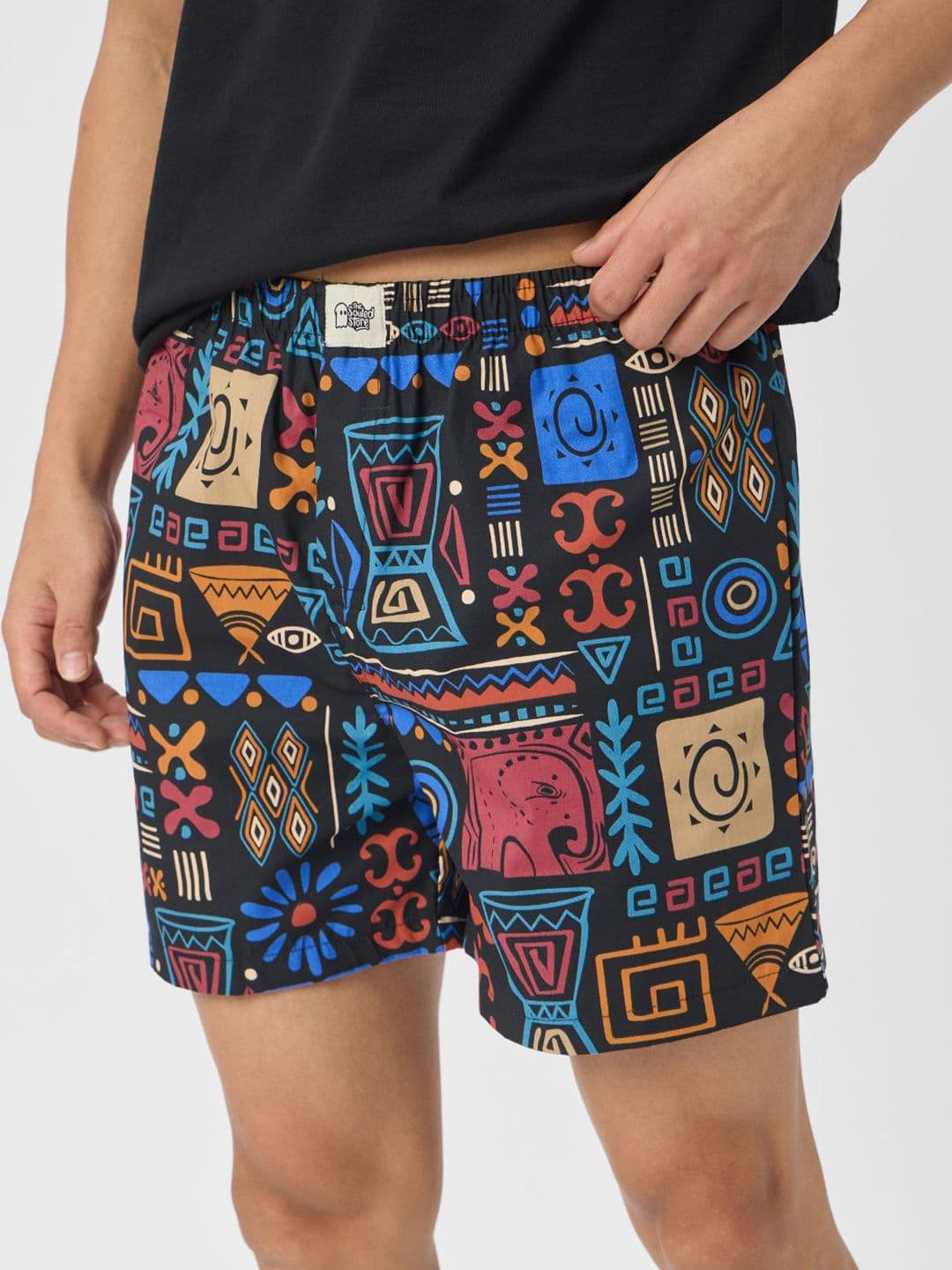 The Souled Store Men Regular Fit Printed Black Boxer Shorts - view 1