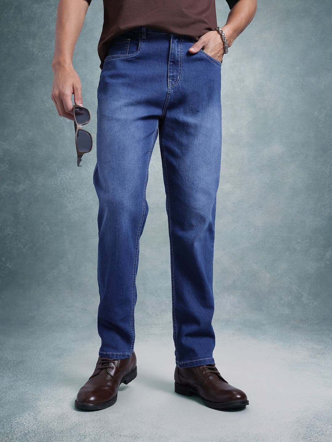 The Roadster Life Co. Men Straight Fit Mid-Rise Light Fade Stretchable Jeans - view 1