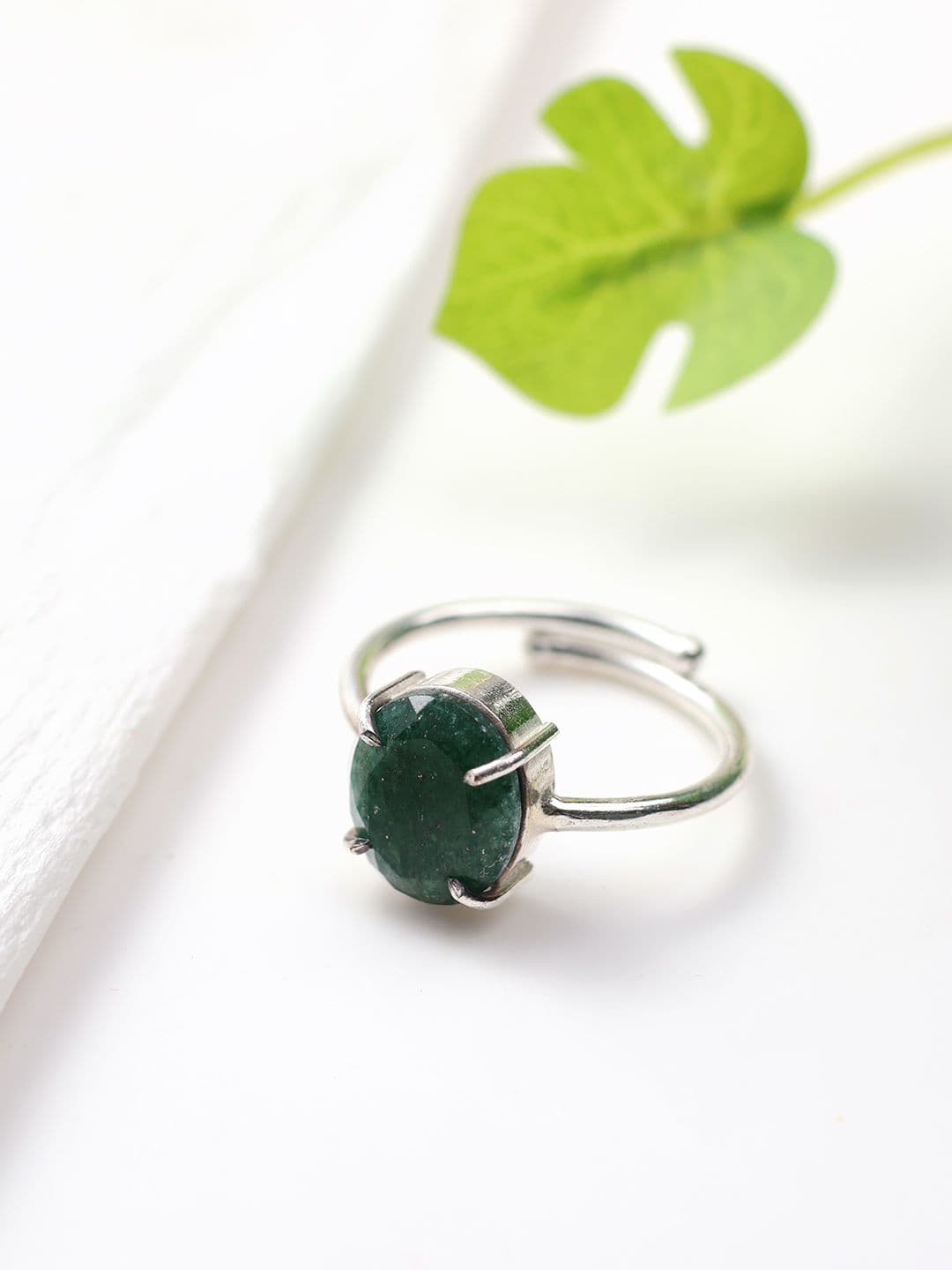 Shubhanjali Silver-Plated Stones-Studded Finger Ring - view 1