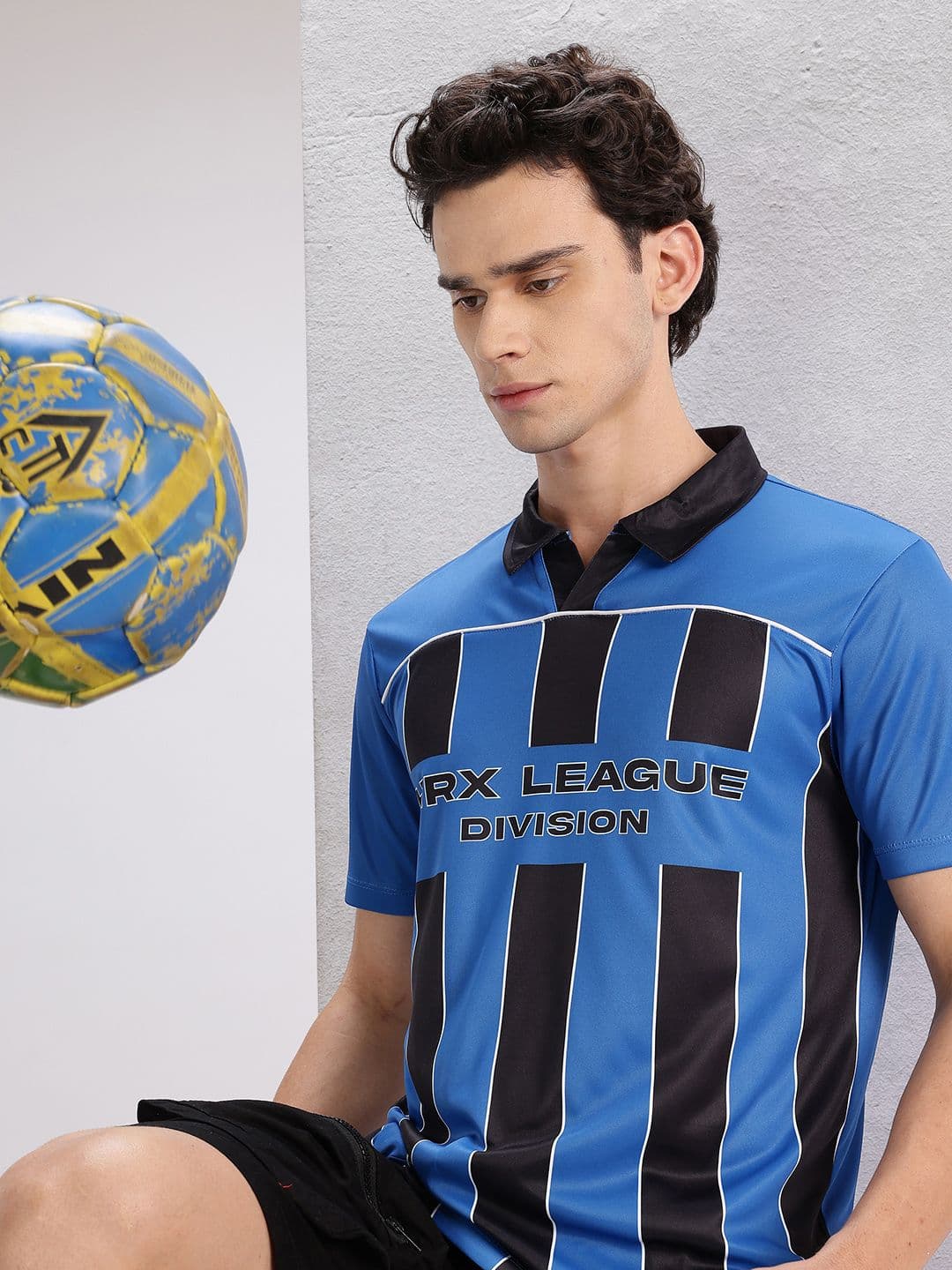 HRX by Hrithik Roshan Striped Polo Collar T-shirt - view 1
