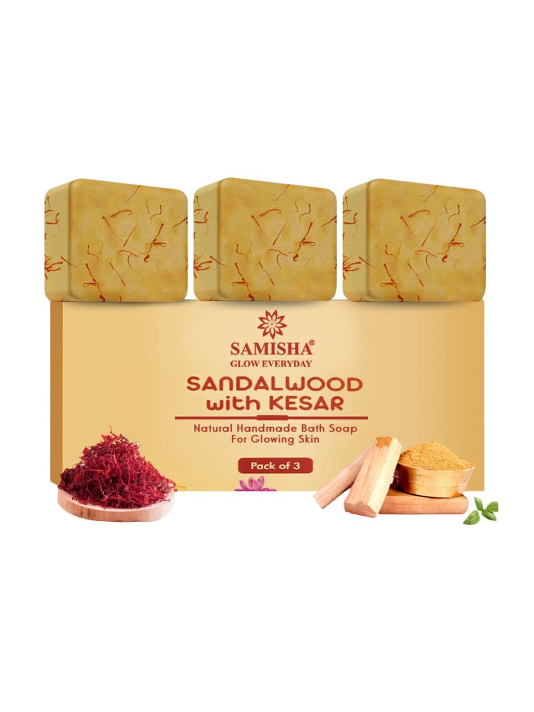 SAMISHA Cold Processed Sandalwood Butter Bath Soap For Skin Brightening- 300 g - view 1