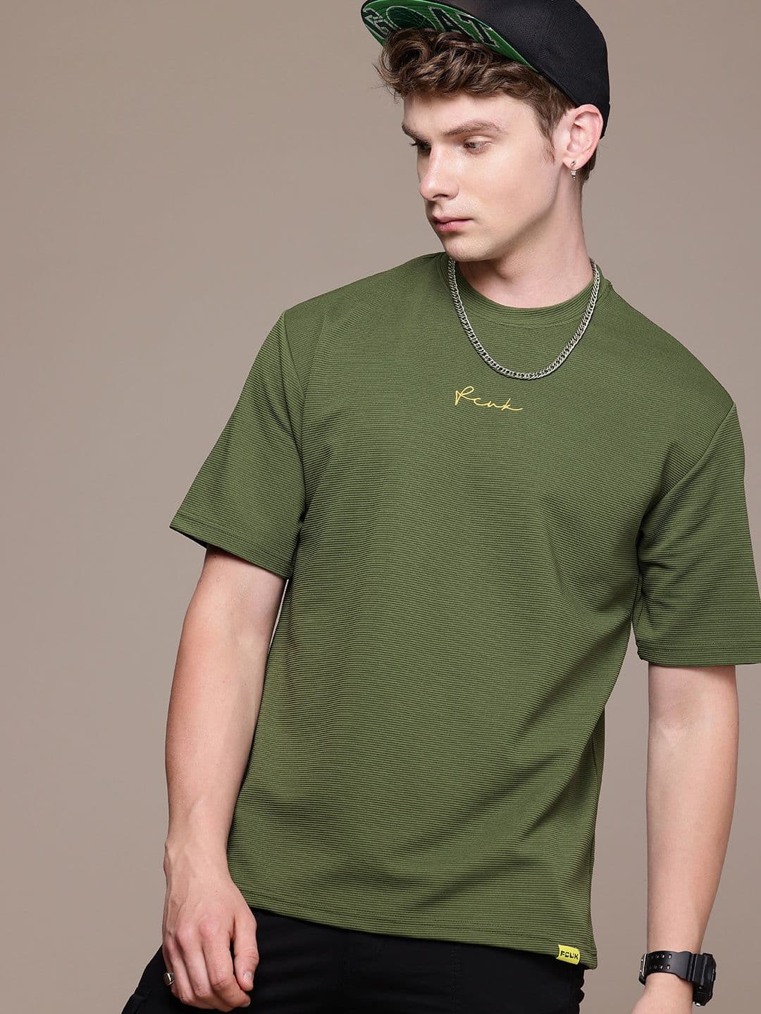 FCUK Drop-Shoulder Sleeves Relaxed Fit T-shirt - view 1