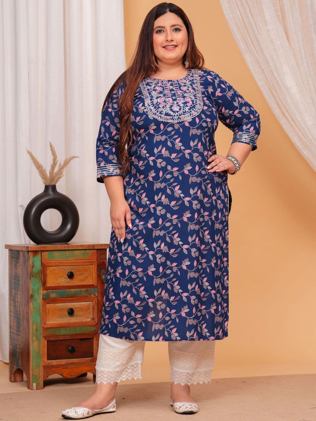 LABULY Women Ethnic Motifs Printed Gotta Patti Kurta - view 1