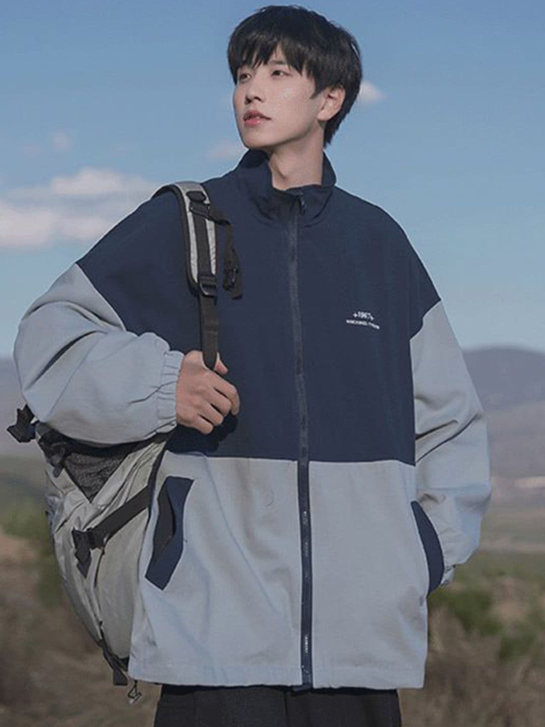 HERE&NOW Men Mock Collar Colourblocked Sporty Jacket - view 1