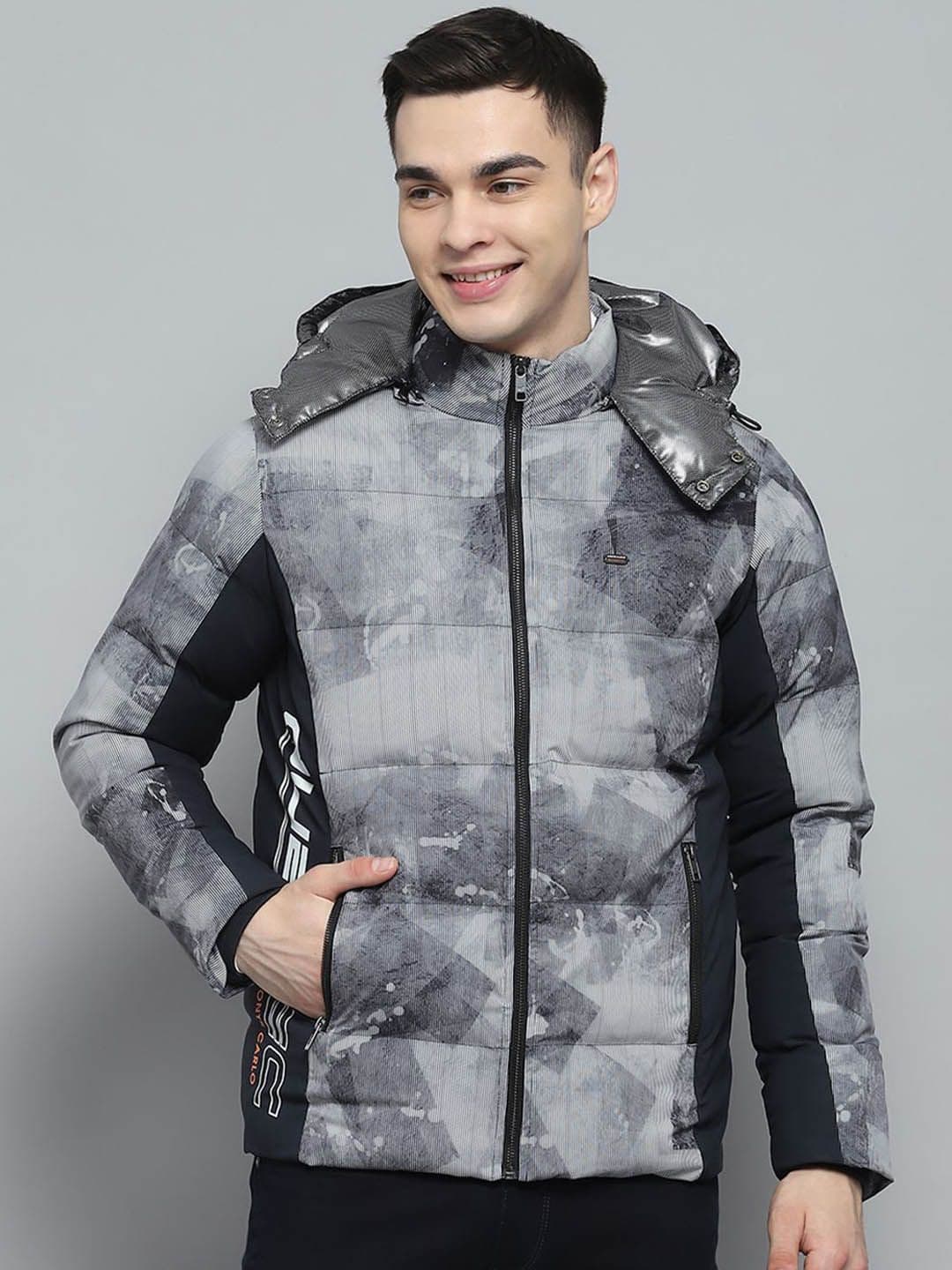 Monte Carlo Men Hooded Colourblocked Casual Lightweight Puffer Jacket - view 1