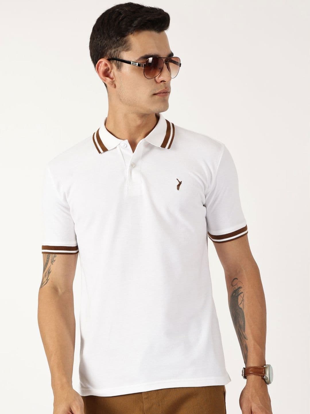 Thomas Scott Men Solid Polo Collar Cotton T-shirt - view 1