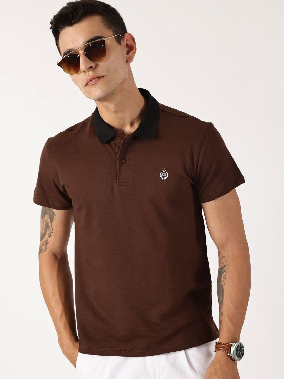 Thomas Scott Men Solid Polo Collar Cotton T-shirt - view 1