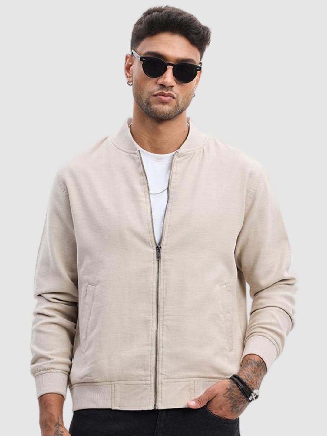 Snitch Mock Collar Pure Cotton Bomber Jacket - view 1