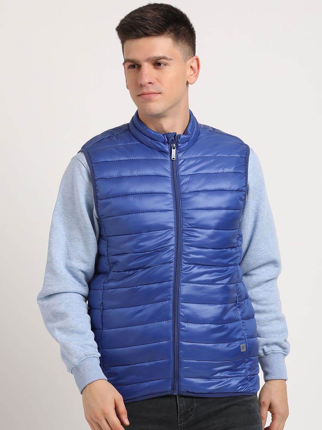 Turtle Men Mock Collar Solid Casual Gilet Windcheater Jacket - view 1