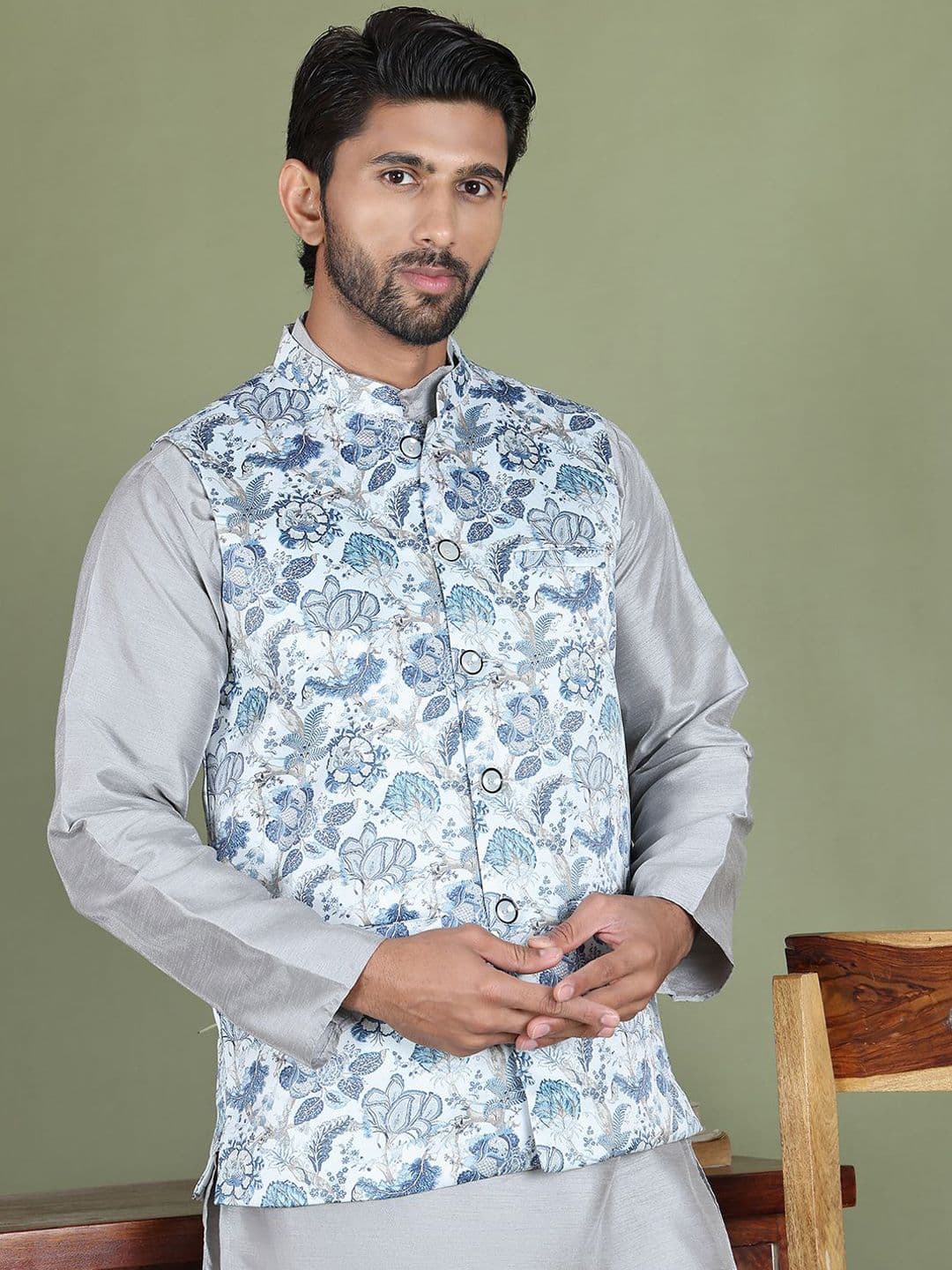 Jompers Men Printed Woven Nehru Jacket - view 1