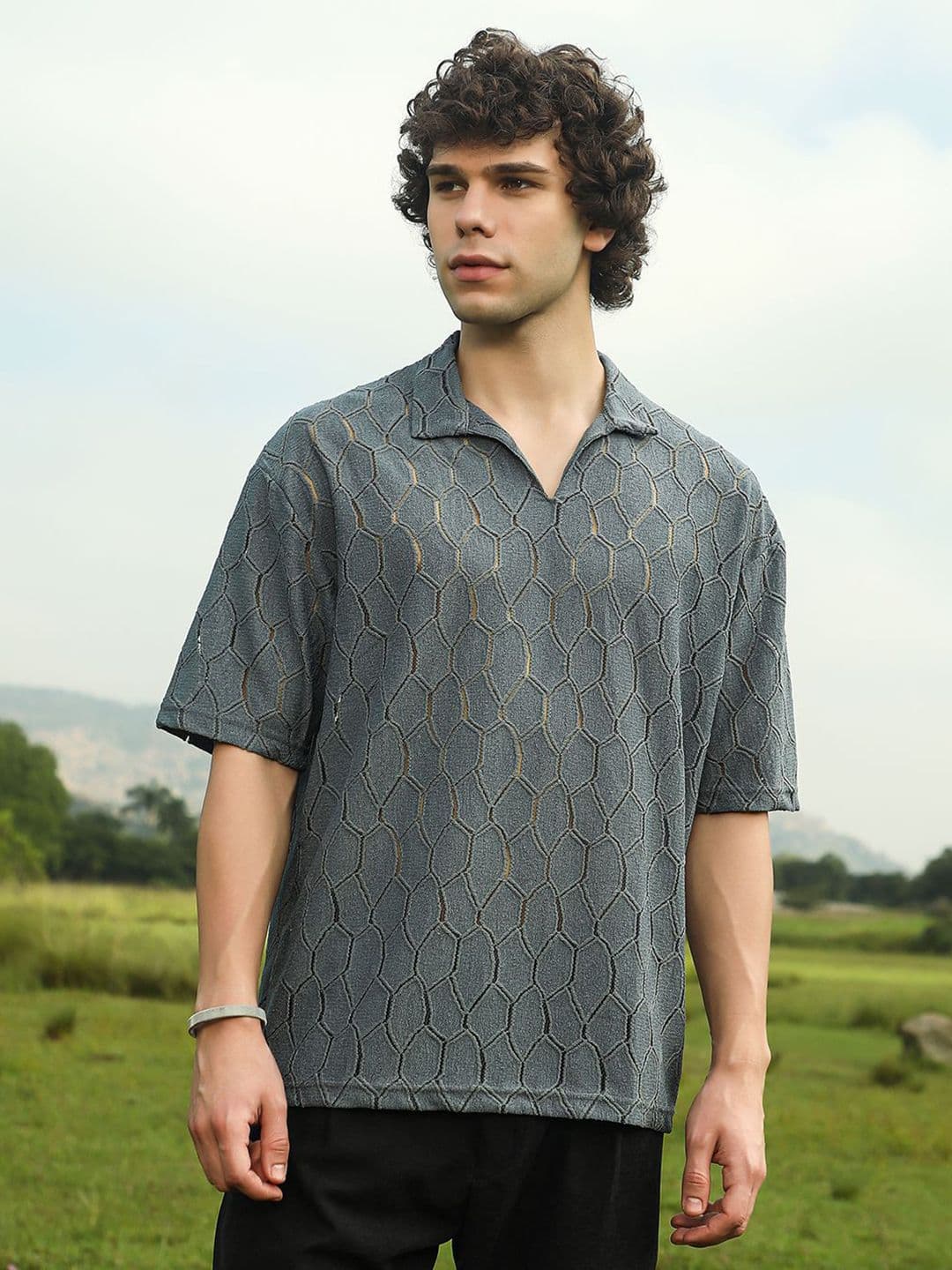 CAHOOT Men Self Design Polo Collar Cotton T-shirt - view 1