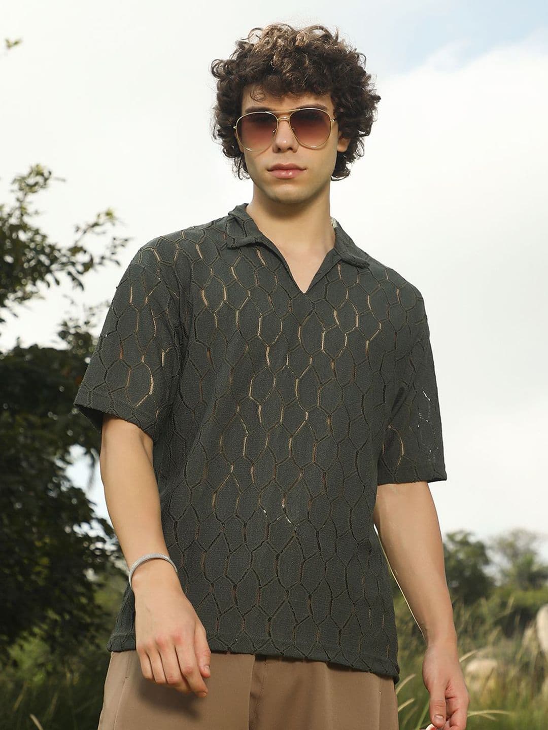 CAHOOT Men Self Design Polo Collar Cotton T-shirt - view 1