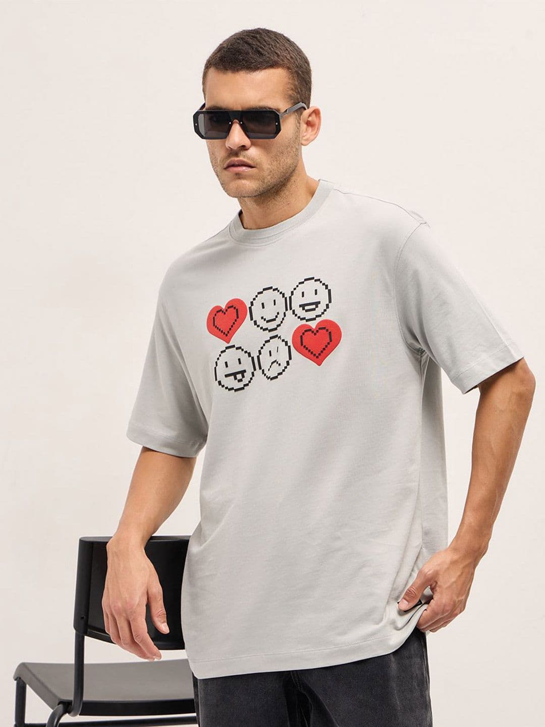THE BEAR HOUSE Men Graphic Printed Round Neck Cotton Oversized T-shirt - view 1
