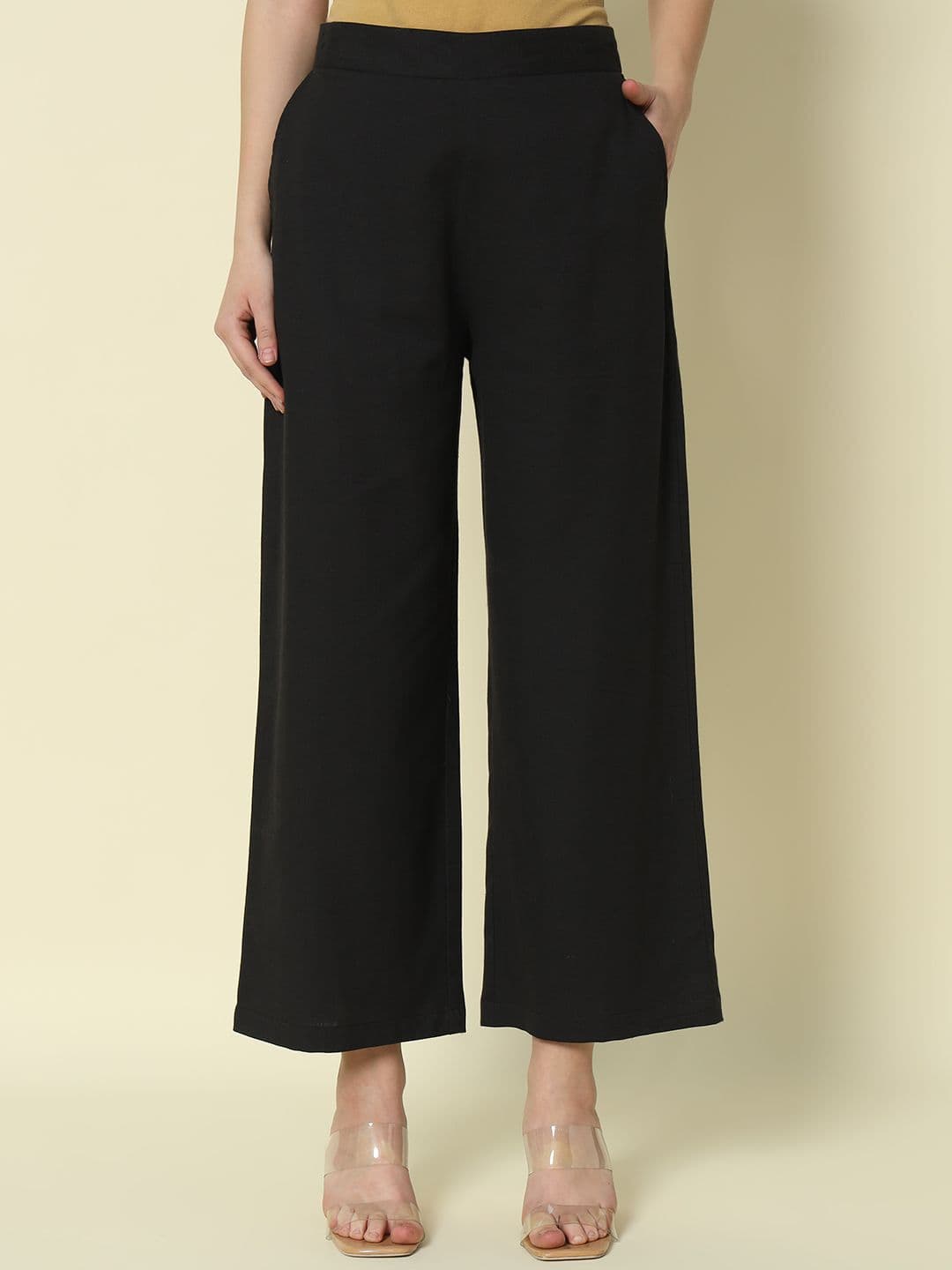 FIORRA Women Cotton Straight Chambray Palazzos - view 1