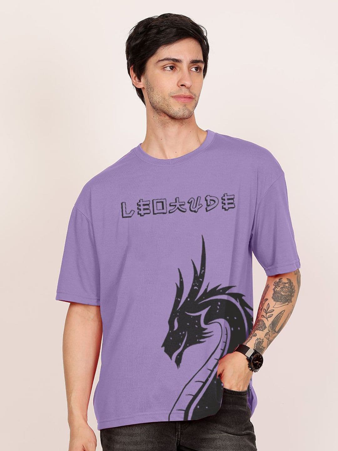 Leotude Men Graphic Printed Round Neck Cotton Oversized T-shirt - view 1