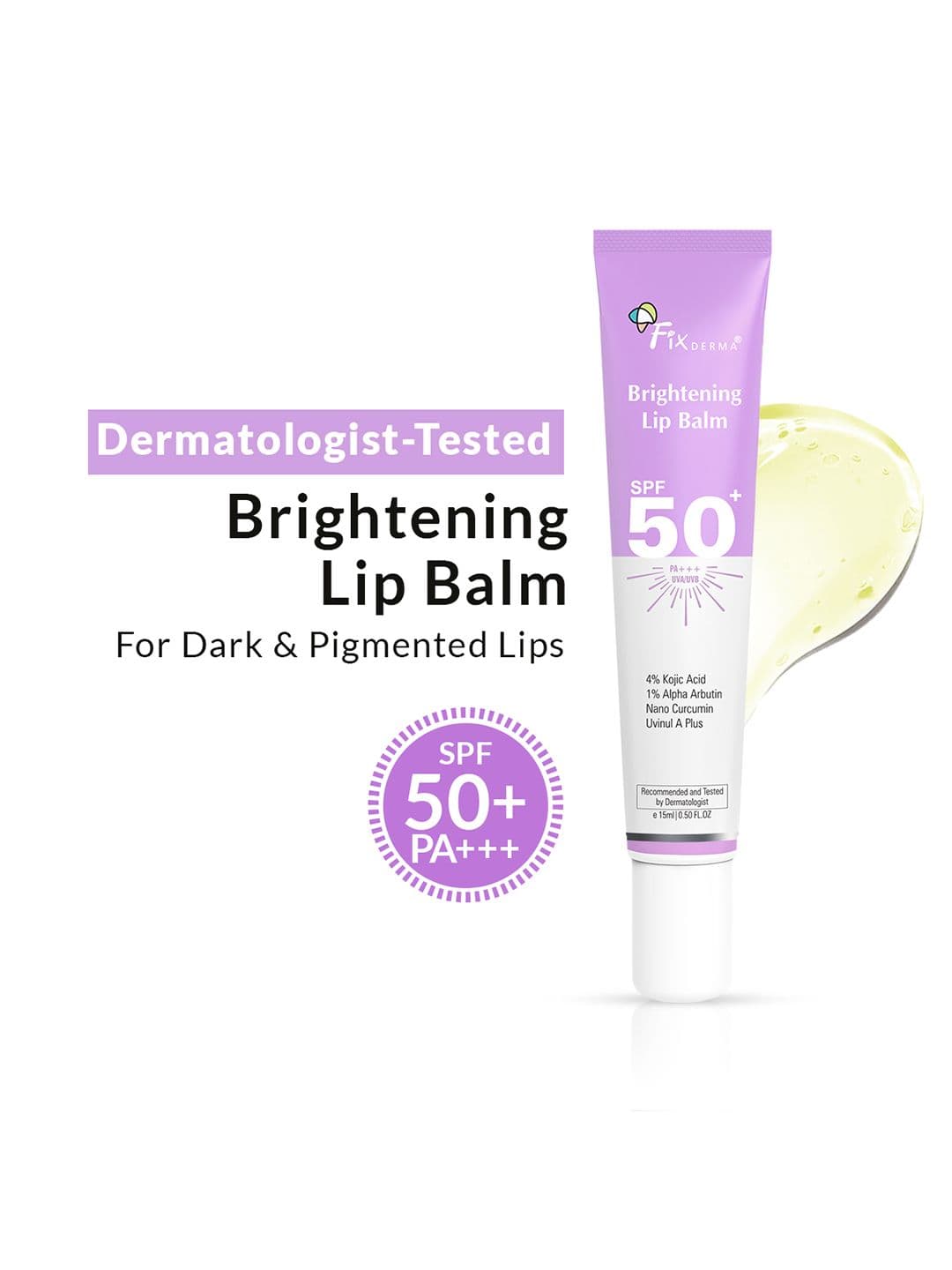 FIXDERMA 4% Kojic Acid SPF 50+PA+++ Brightening LipBalm With 1%Alpha Arbutin 15ml - Purple - view 1