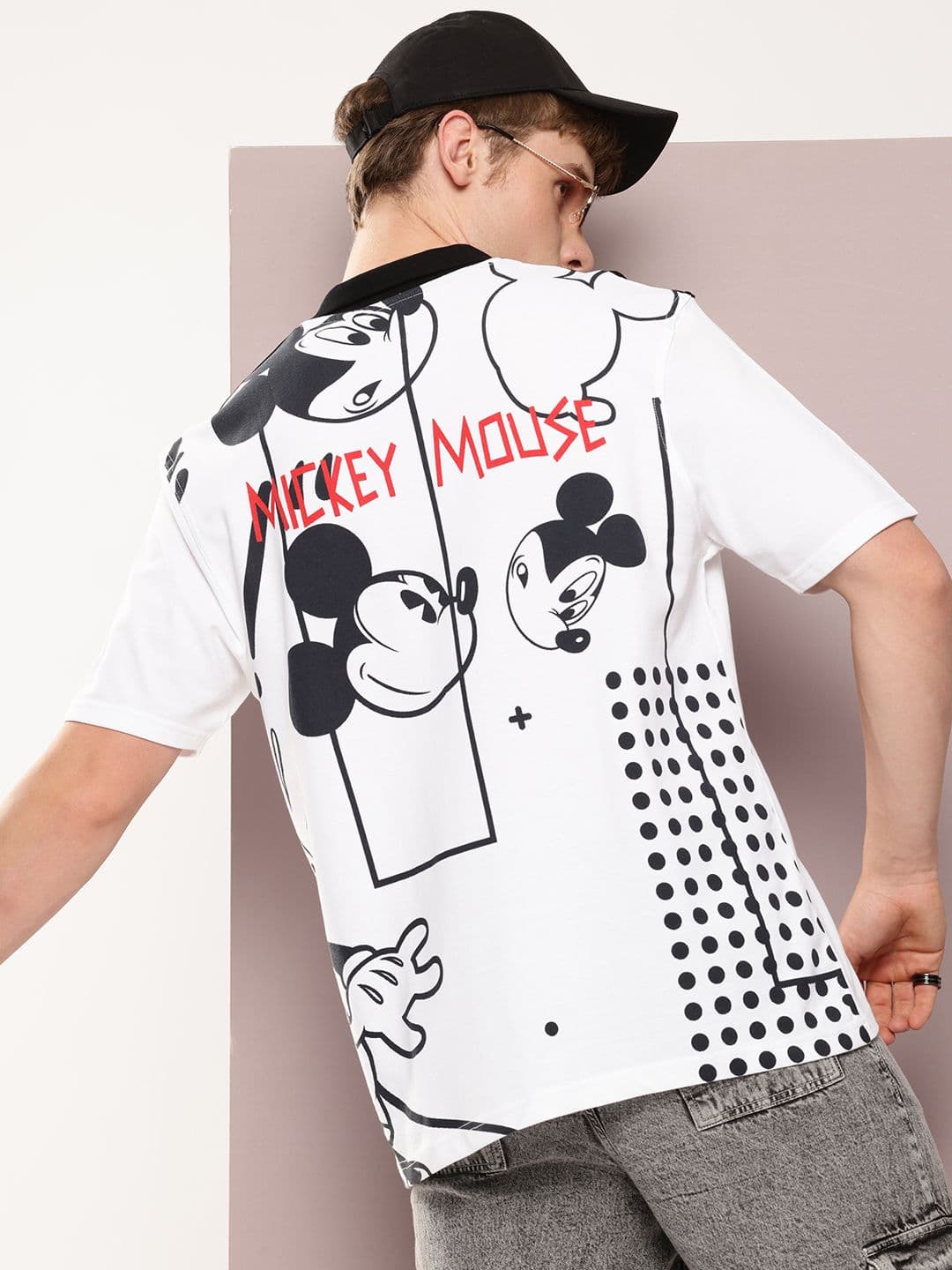 Kook N Keech Disney Mickey Mouse Printed Polo Collar Drop-Shoulder Pure Cotton T-shirt - view 1