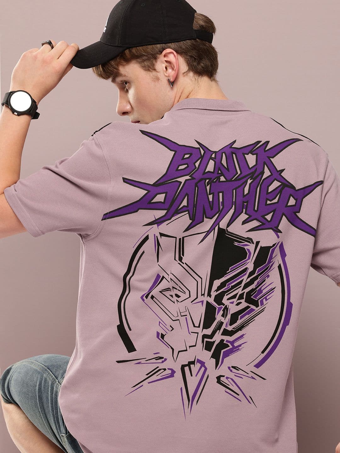 Kook N Keech Marvel Printed Polo Collar Pure Cotton Oversized T-shirt - view 1