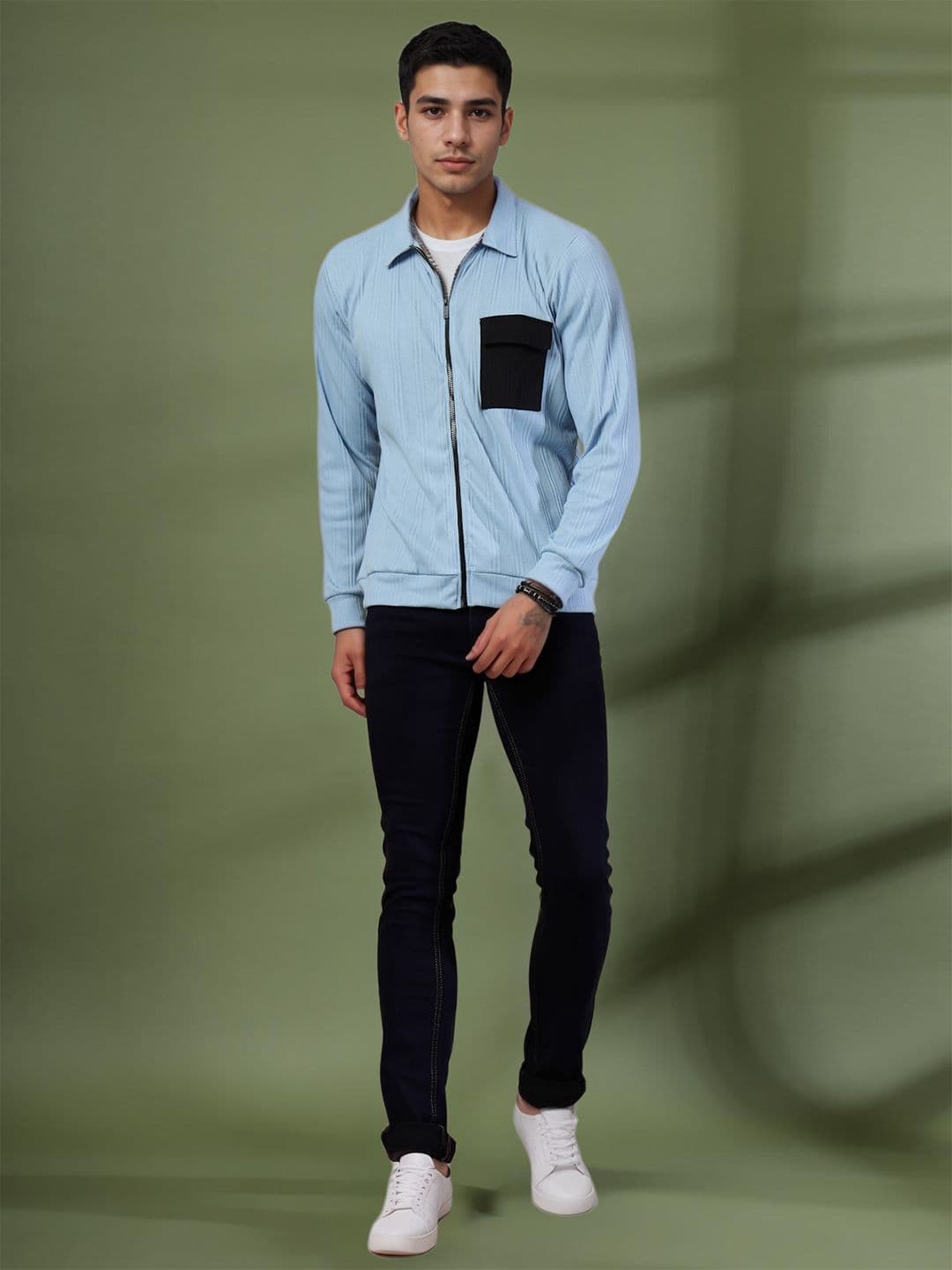 Rigo Men Self Design Striped Spread Collar Cotton Casual Jacket - view 1