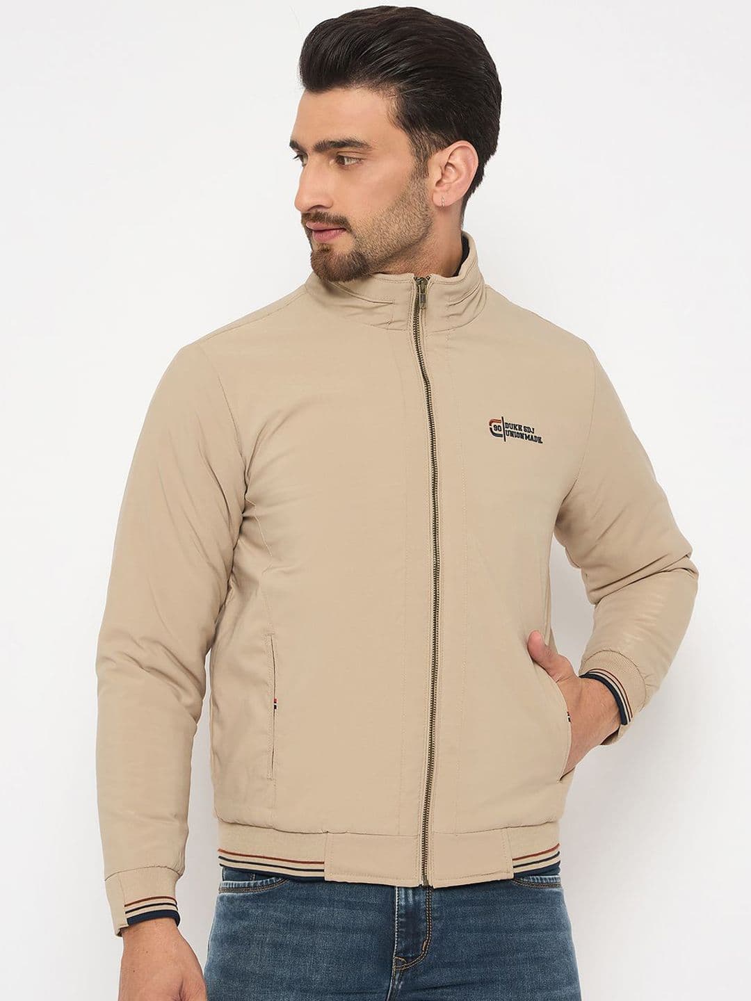 Duke Men Mock Collar Solid Casual Bomber Jacket - view 1