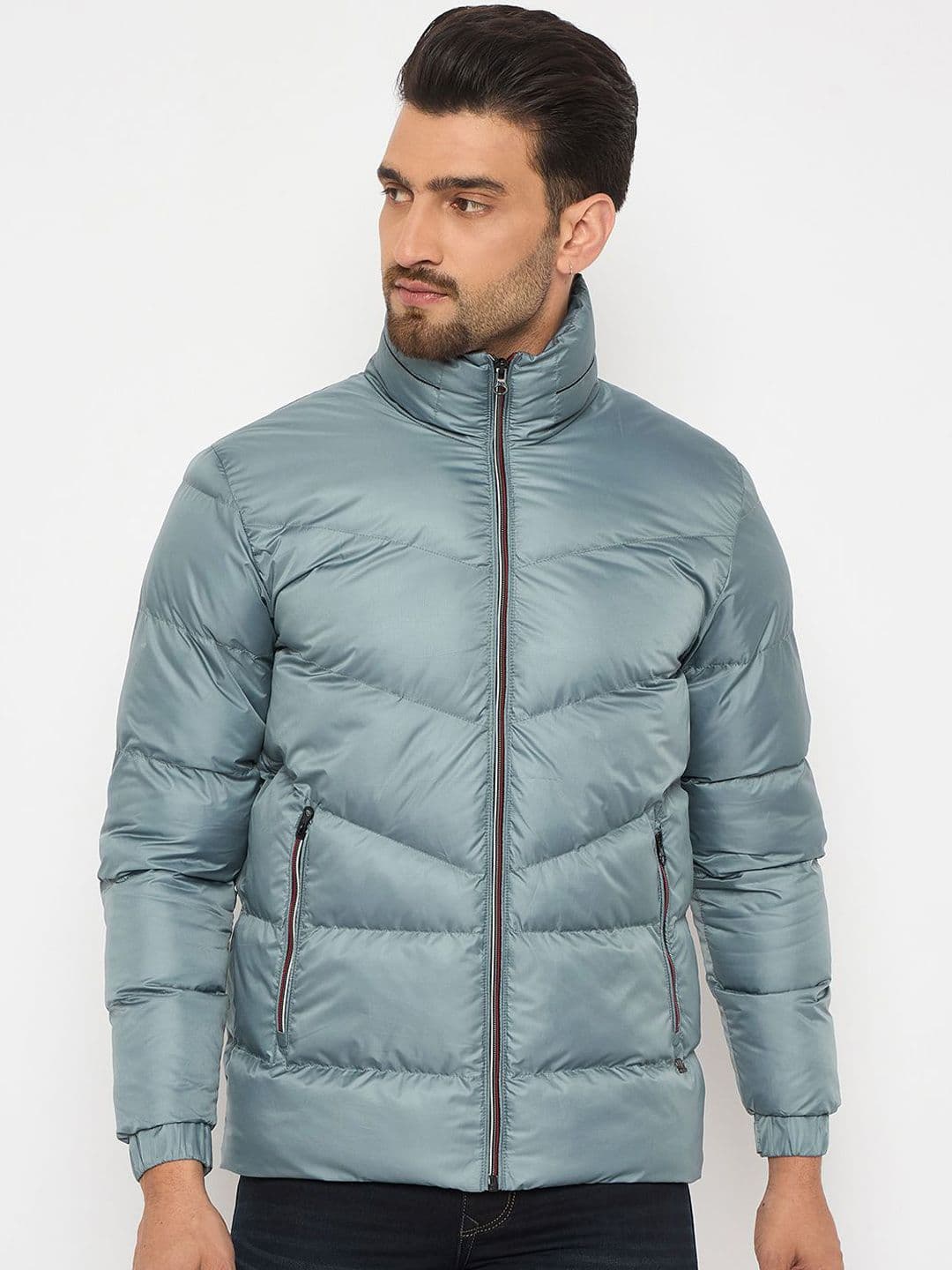 Duke Men Mock Collar Solid Casual Puffer Jacket - view 1