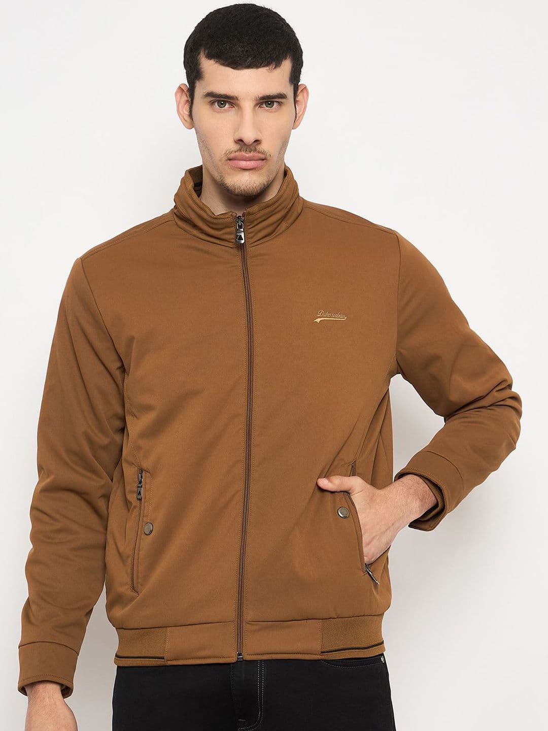 Duke Men Mock Collar Solid Casual Bomber Jacket - view 1