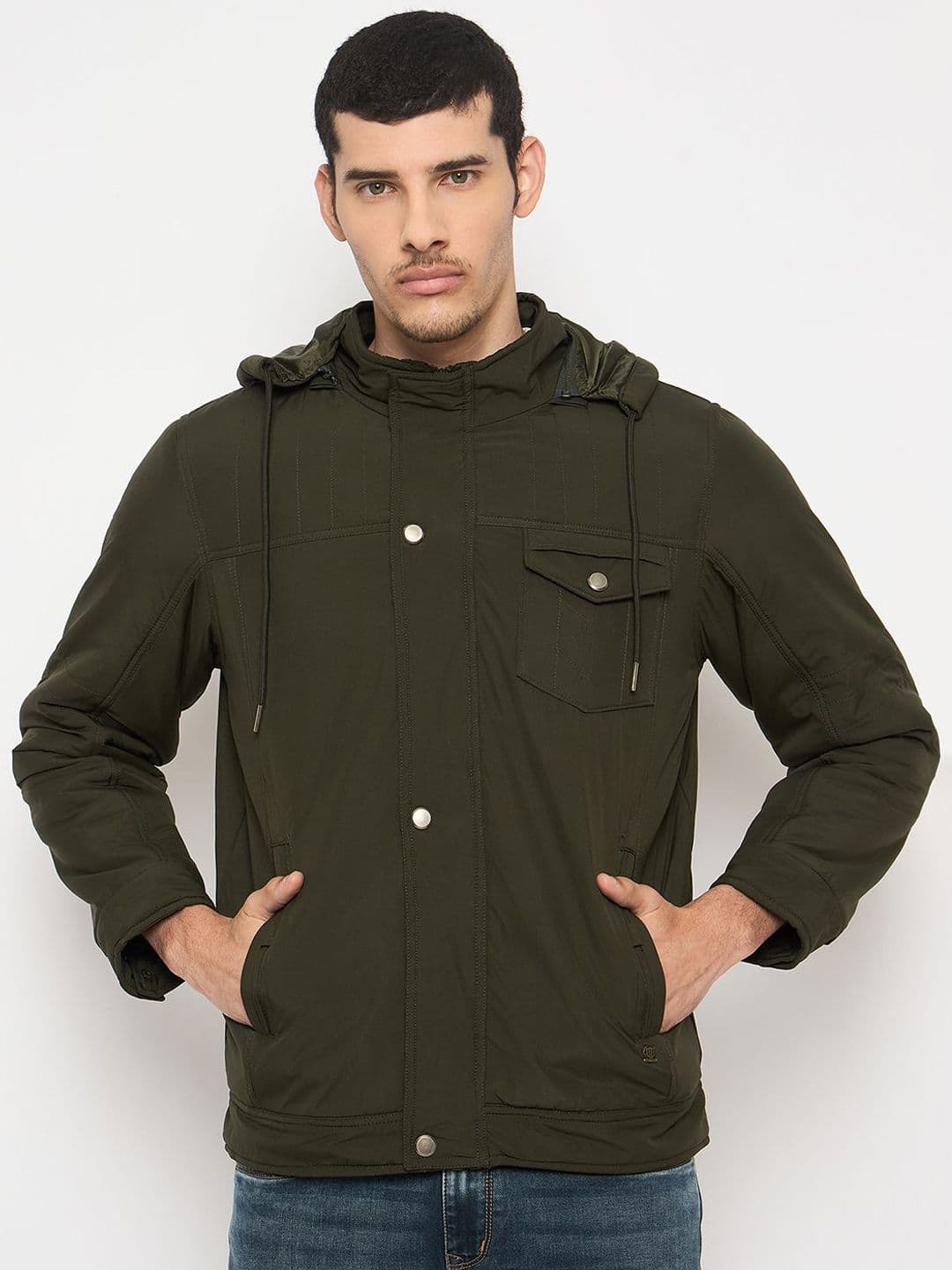 Duke Men Hooded Solid Casual Bomber Jacket - view 1