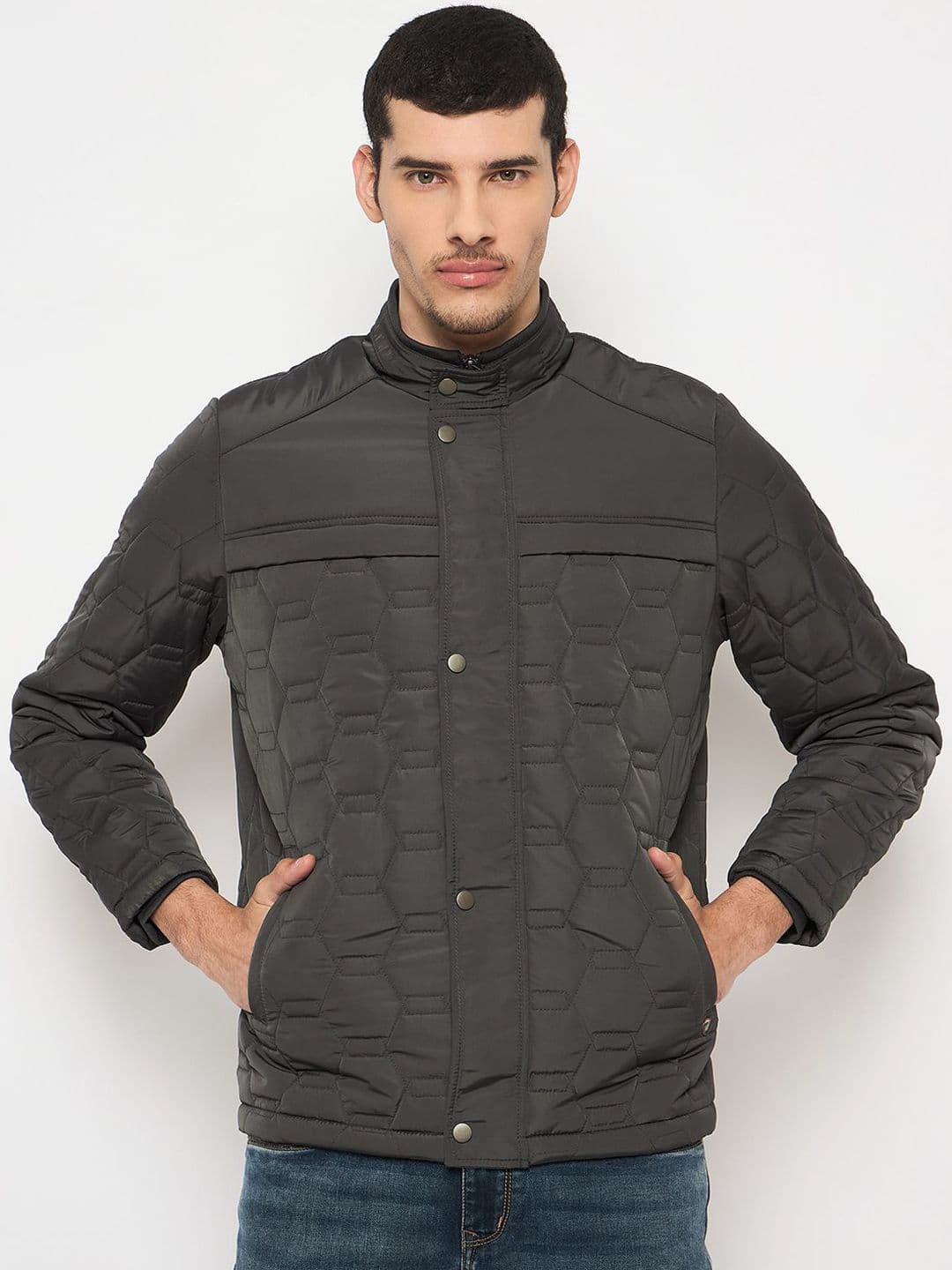 Duke Men Mandarin Collar Solid Casual Quilted Jacket - view 1
