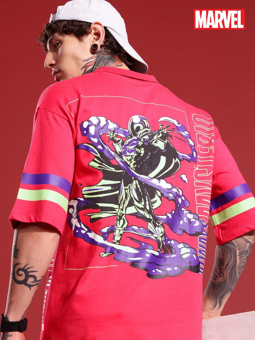 MARVEL STREET Oversized Fit Marvel Graphic Printed Pure Cotton T-shirt - view 1