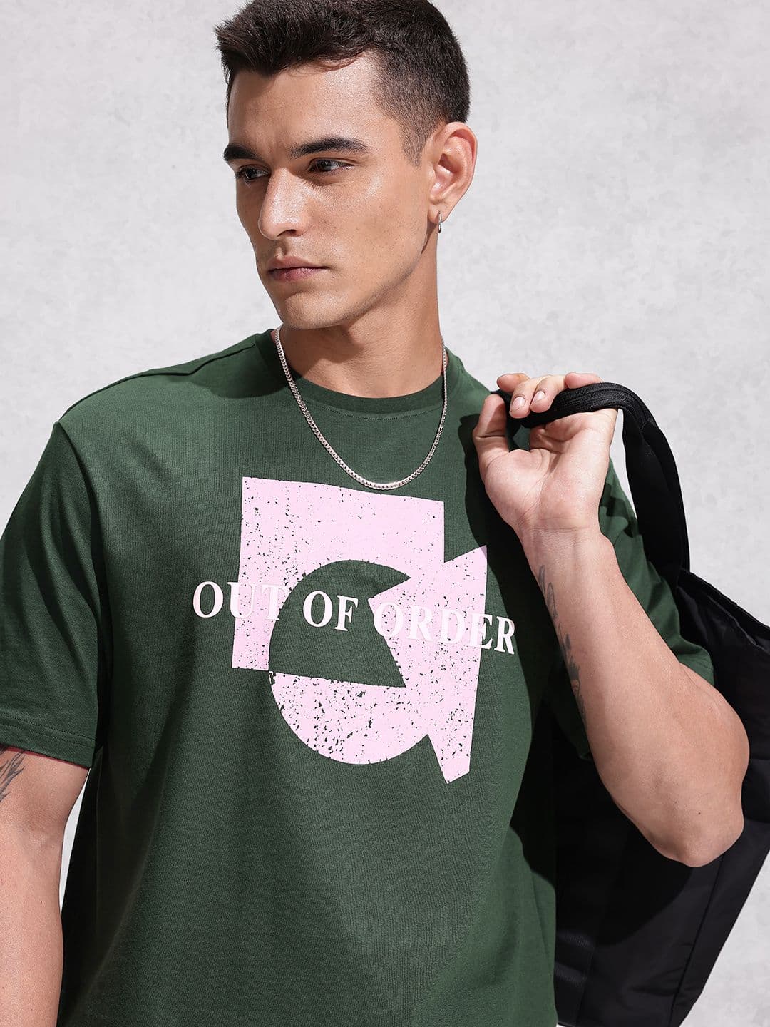 WROGN Graphic Printed Drop-Shoulder Sleeves Pure Cotton Oversized T-shirt - view 1