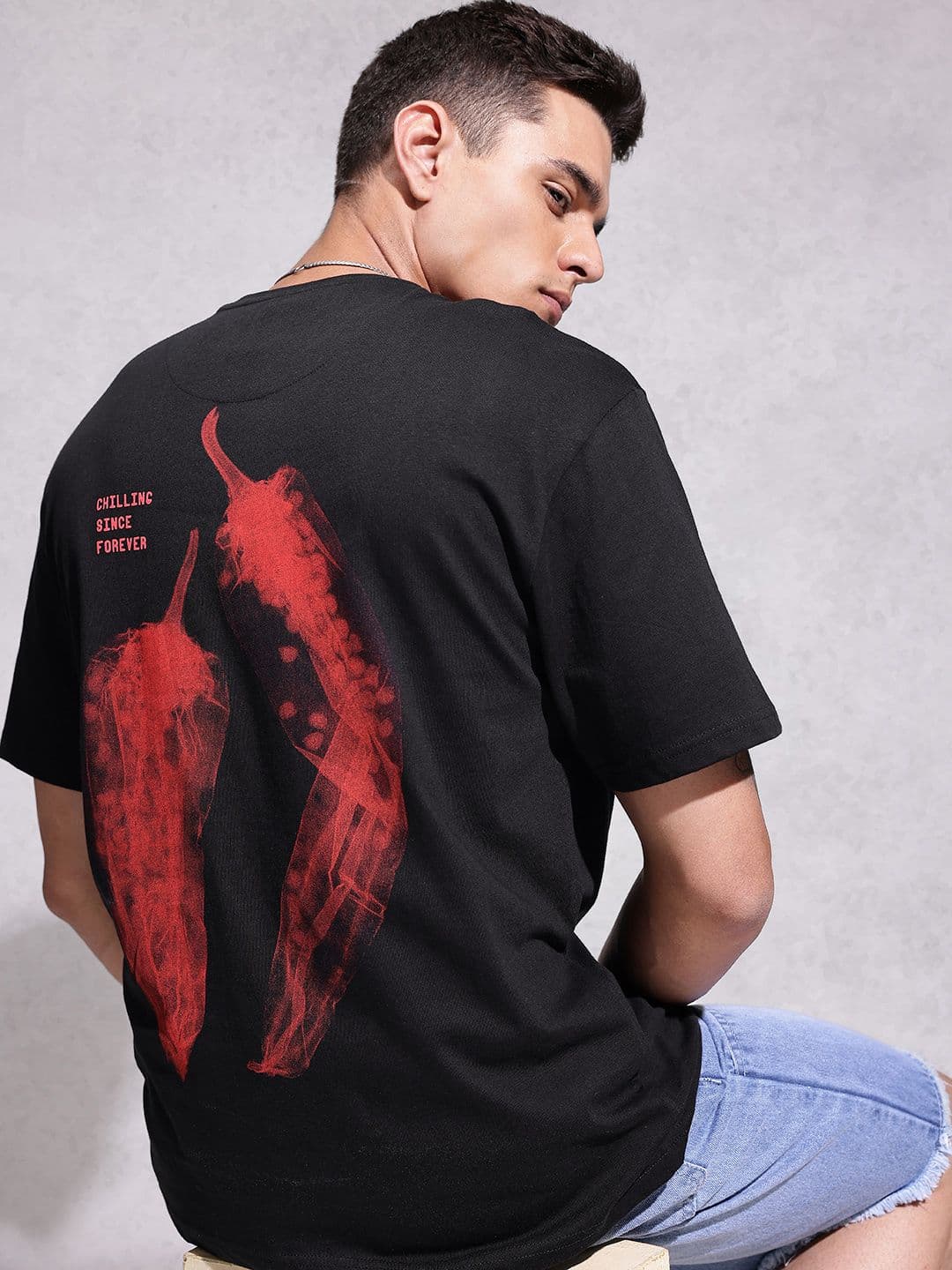 WROGN Pure Cotton Graphic Printed Oversized T-shirt - view 1