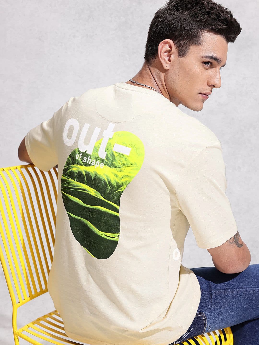 WROGN Pure Cotton Graphic Printed Oversized T-shirt - view 1