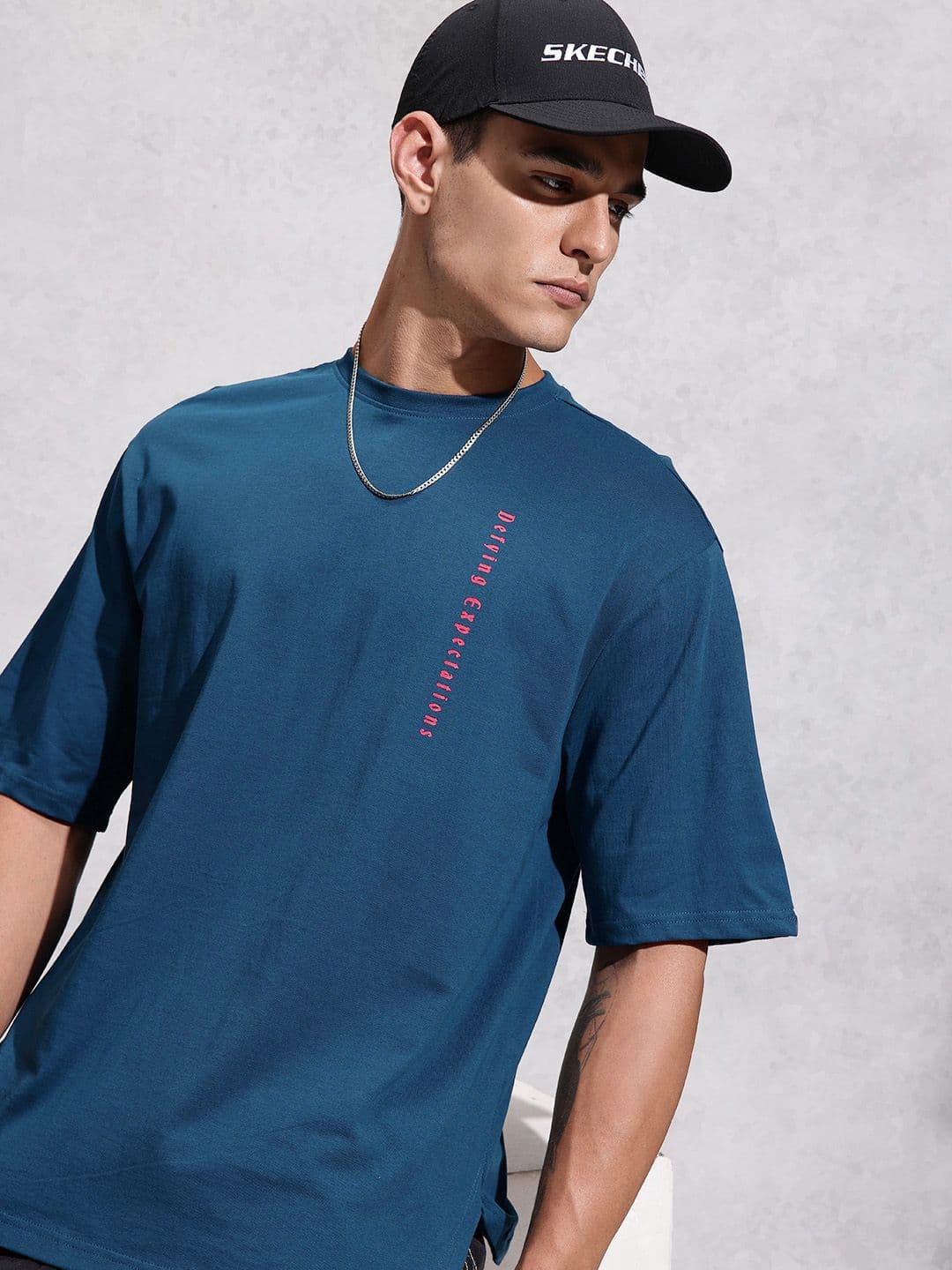 WROGN Oversized Fit Typography Printed Pure Cotton T-shirt - view 1