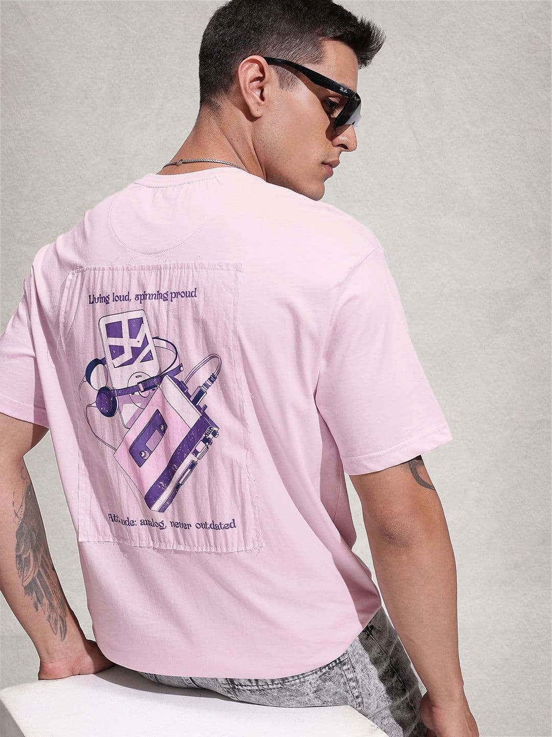 WROGN Graphic Printed Drop-Shoulder Sleeves Pure Cotton Oversized T-shirt - view 1