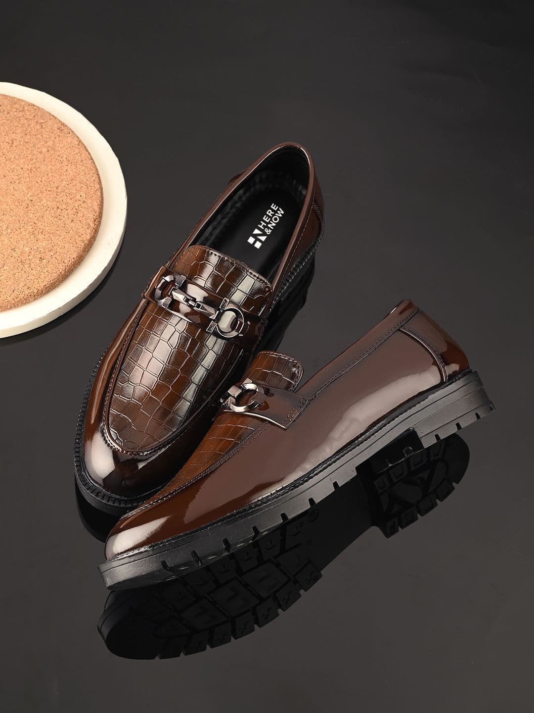 HERE&NOW Men Textured Leather Formal Loafers - view 1