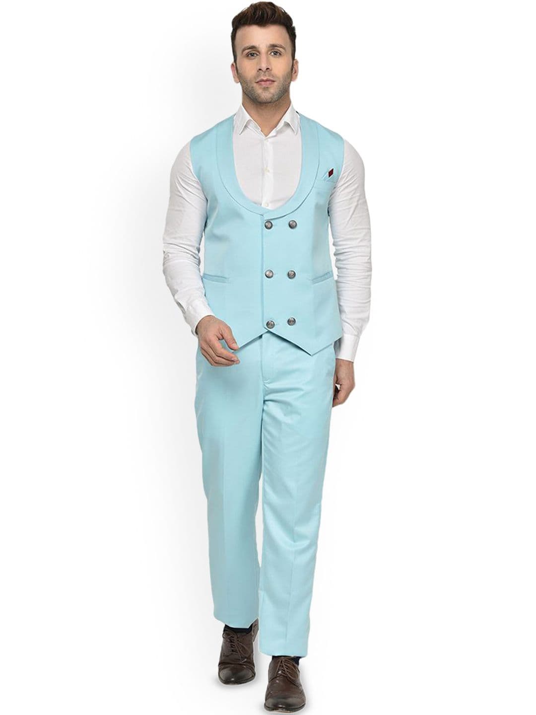 READYON Men 2-Pc Collarless Double Breasted Suit - view 1
